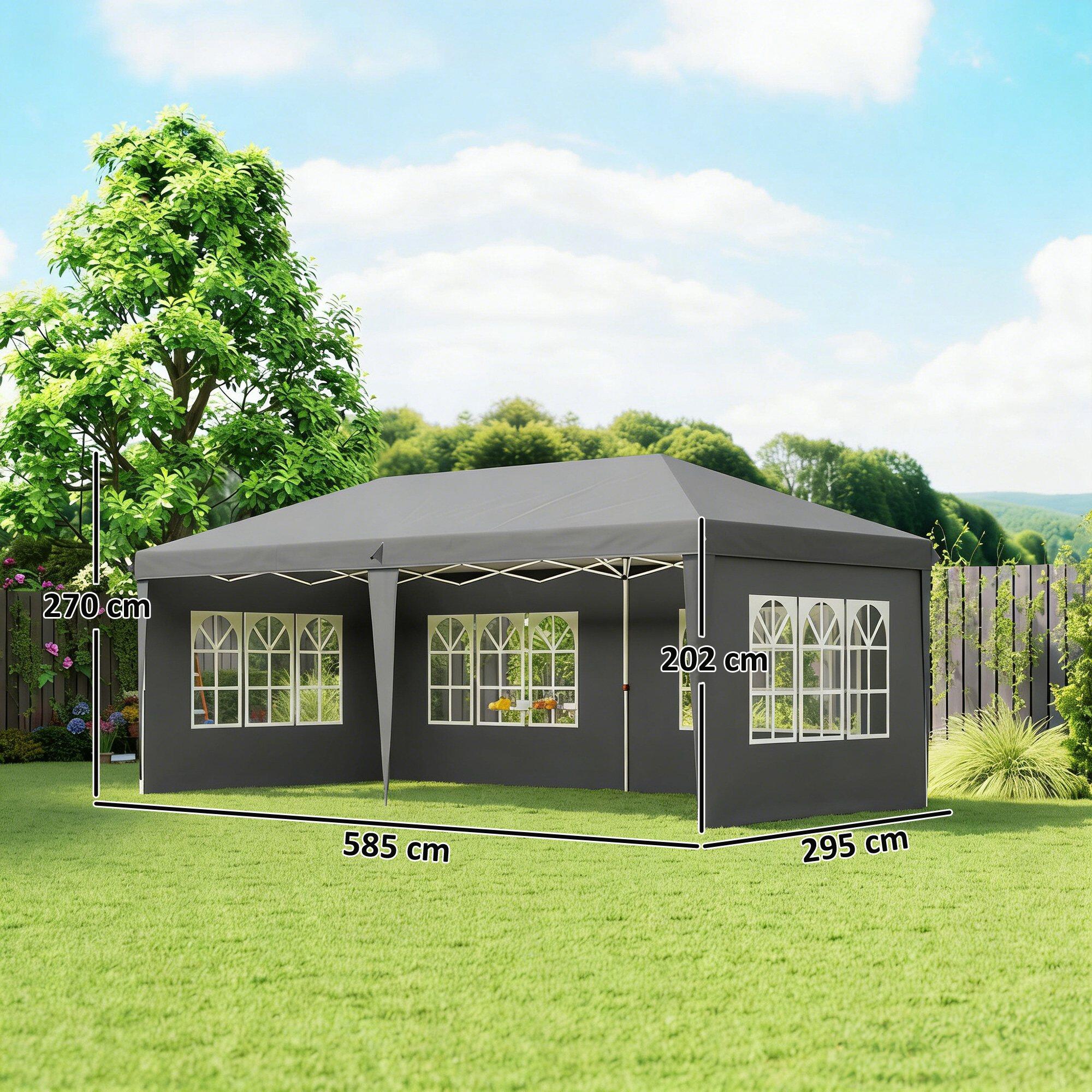 Carpa Plegable Outsunny 585x295x270 cm Gris 3/6