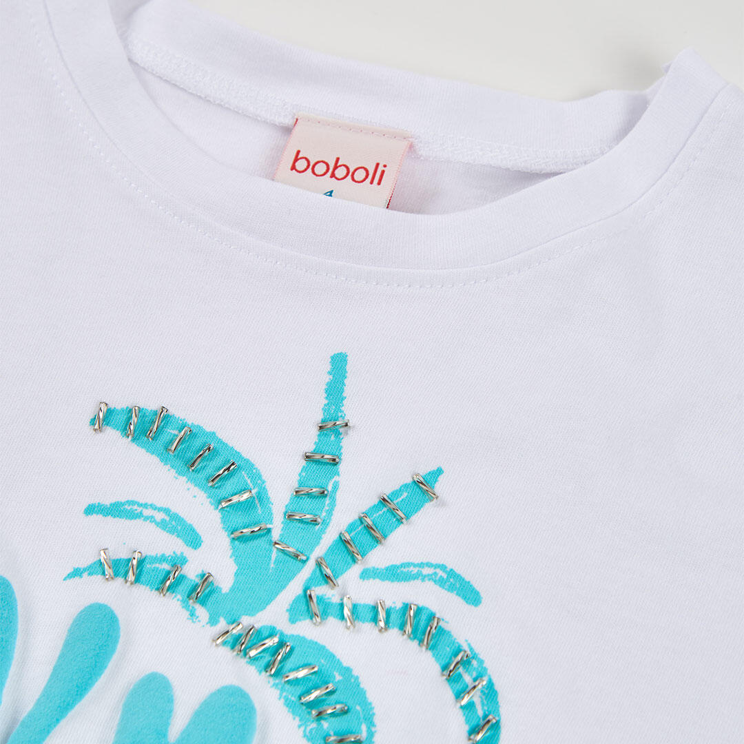 Camisetas de verano de gimnasia kids niña boboli blanco 3/4