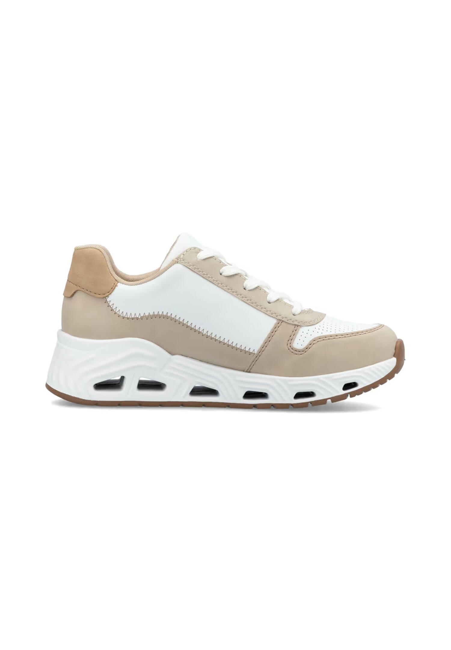 Rieker Damen Sneaker Low Sneaker Reißverschluss Komfort N5204-80 Weiß Kombi 2/4