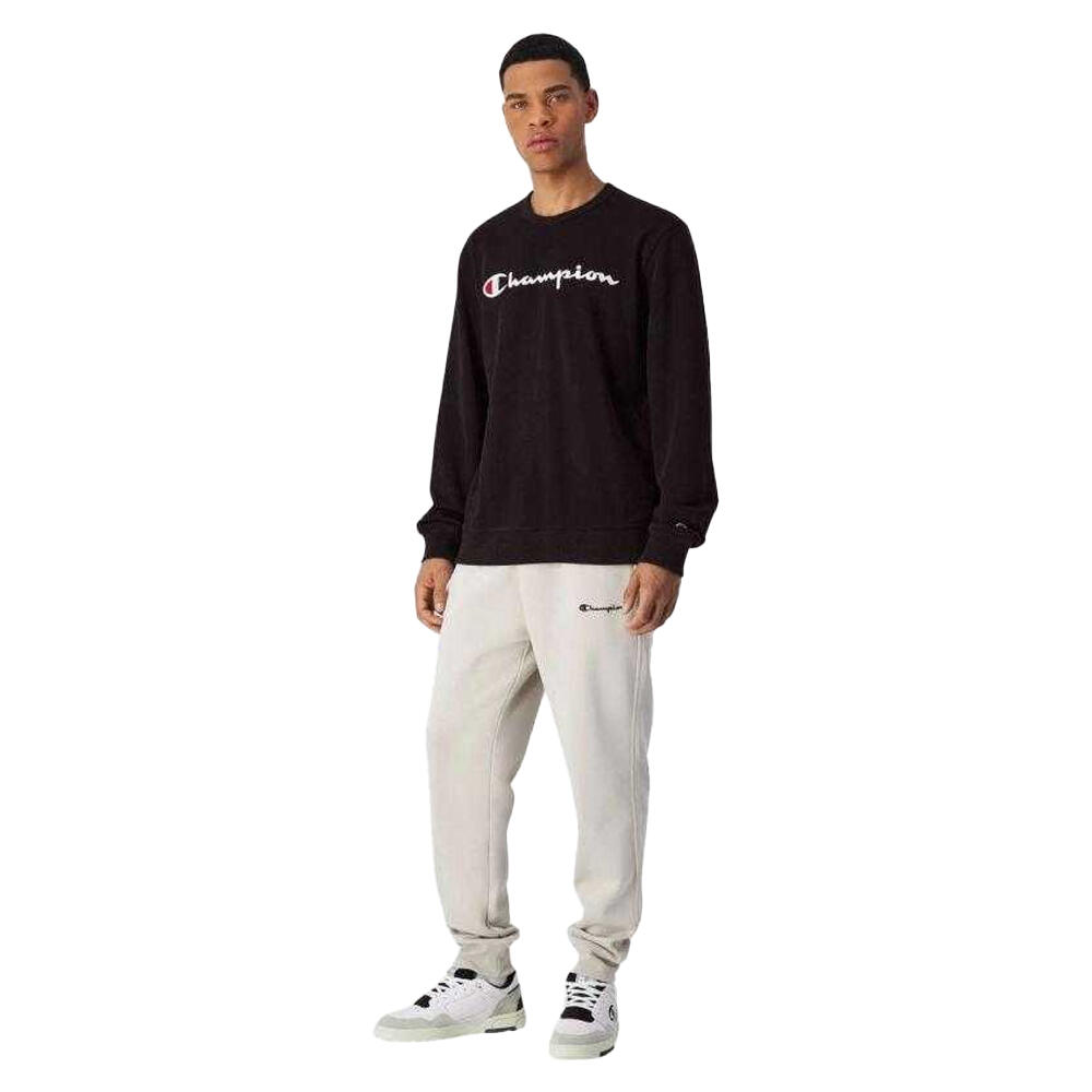 Heren Sweatshirt met ronde hals (Zwart) 4/5