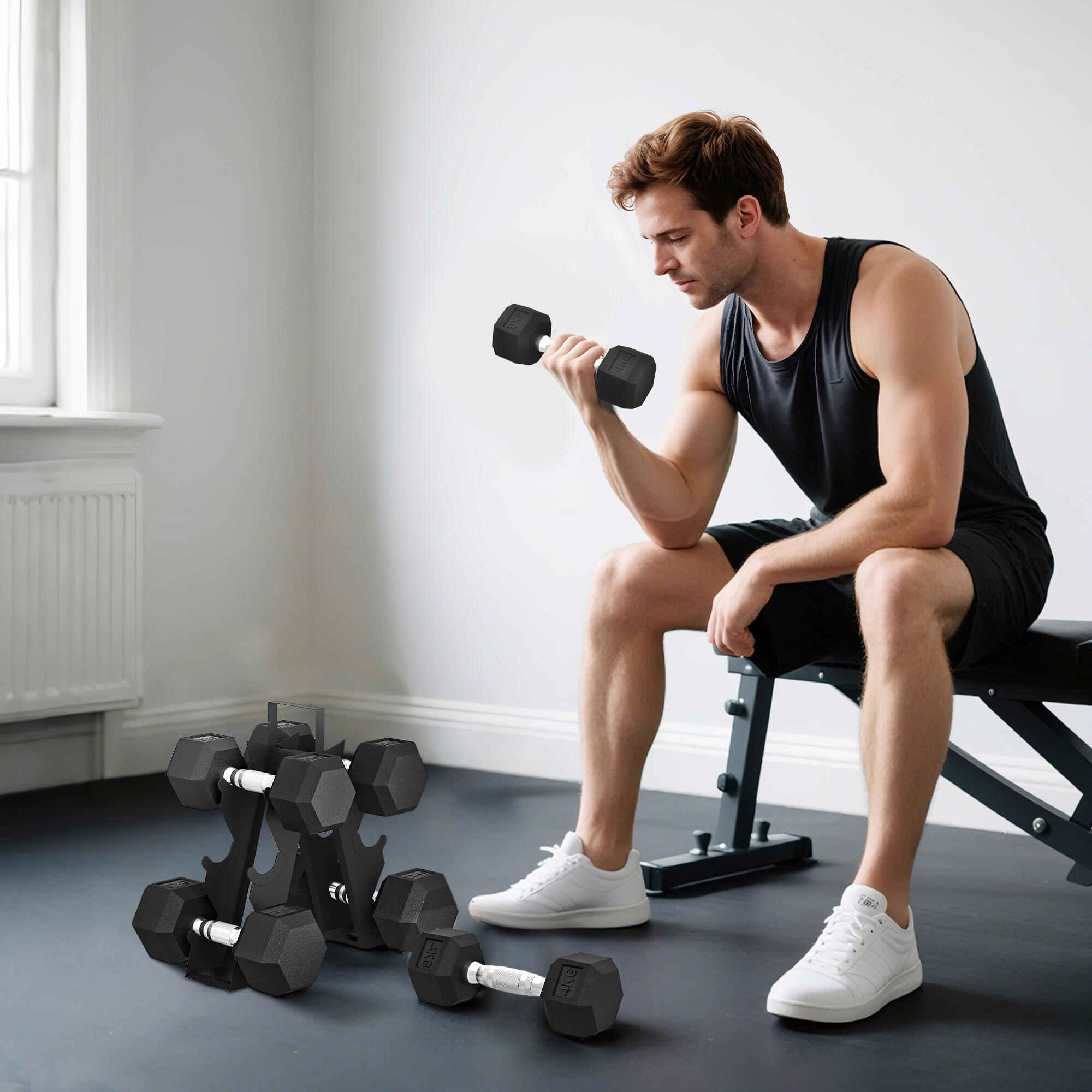Conjunto de Halteres SPORTNOW Preto 2/5