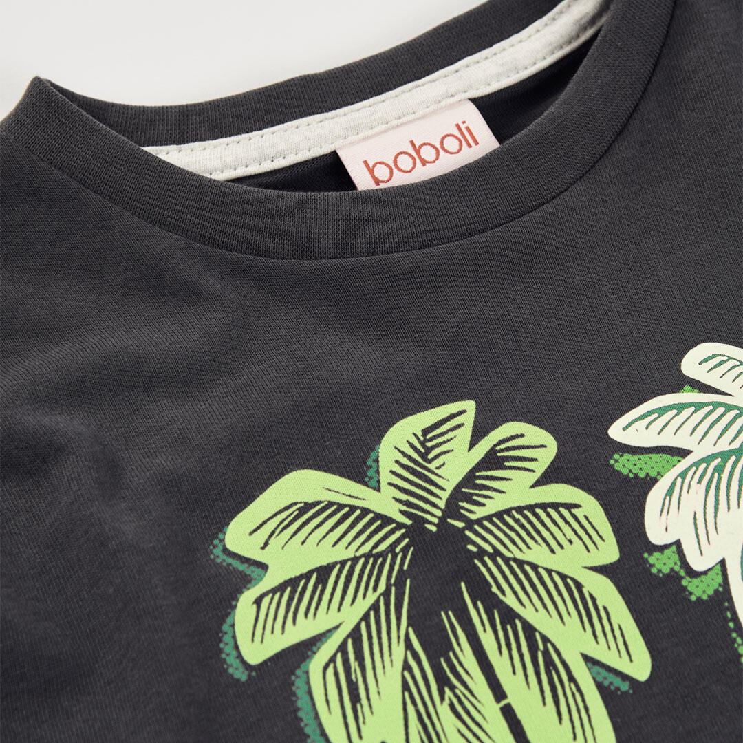 Camisetas de verano de gimnasia kids niño boboli gris 3/4