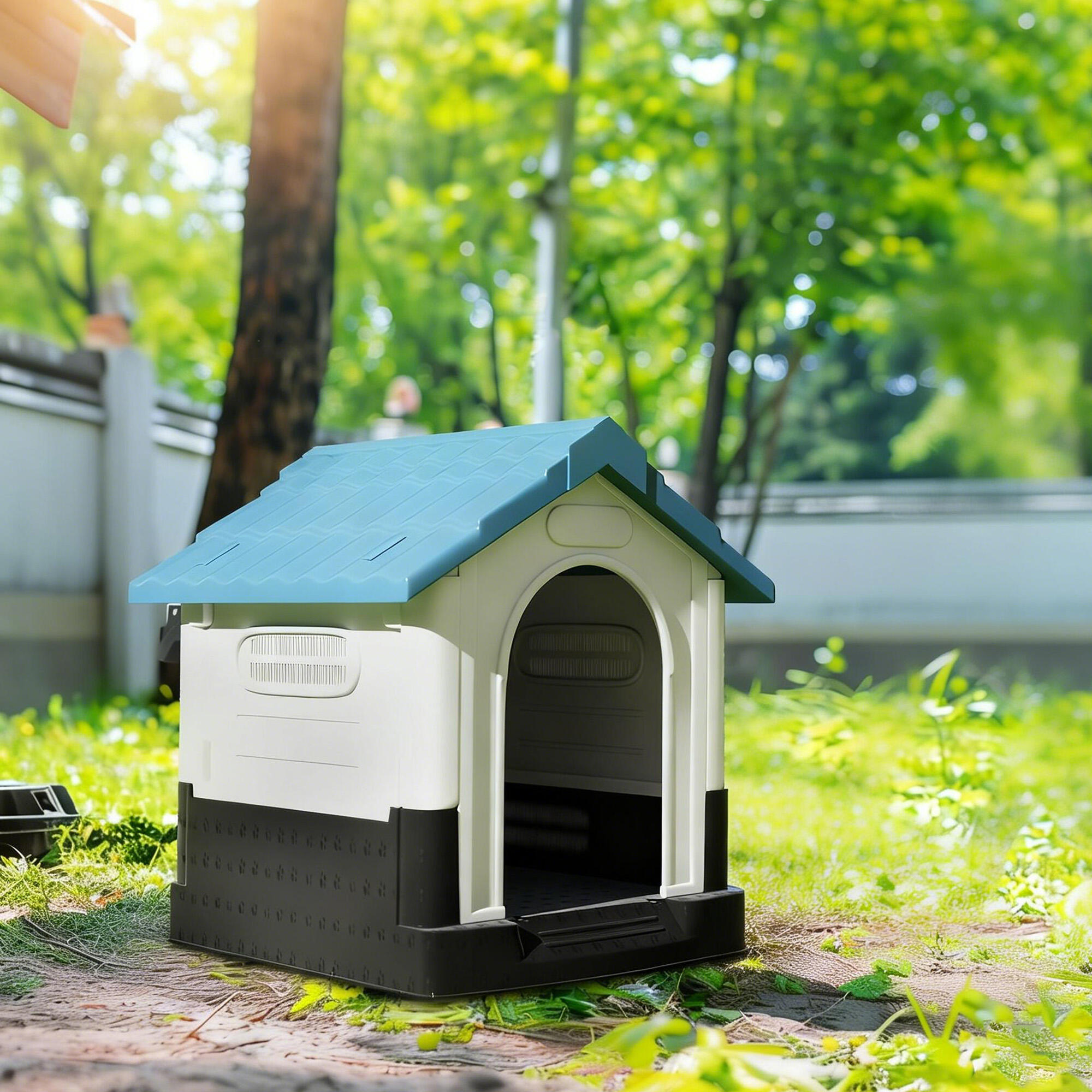 Caseta para Perros PawHut 64.5x57x66 cm Azul 2/5