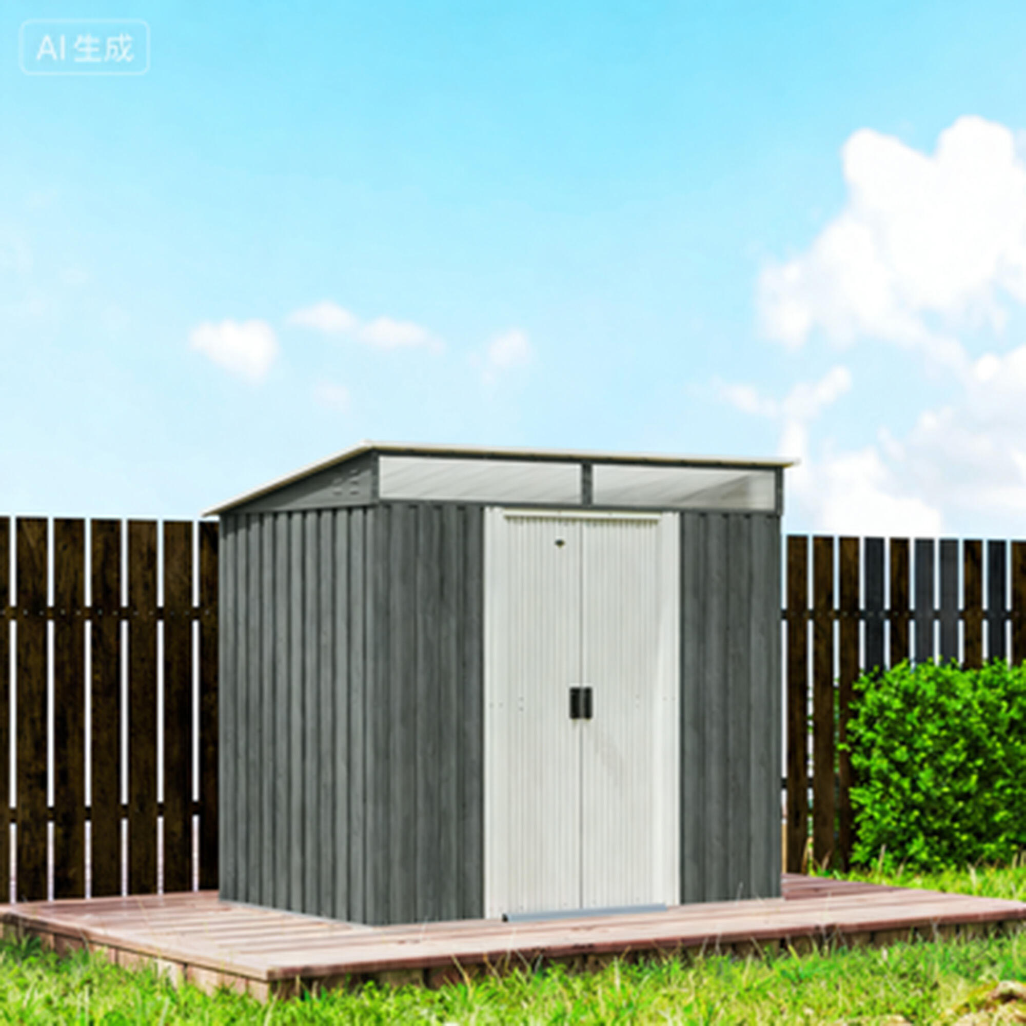Caseta de Jardín Outsunny 195x122x181,5 cm Gris Claro 5/5