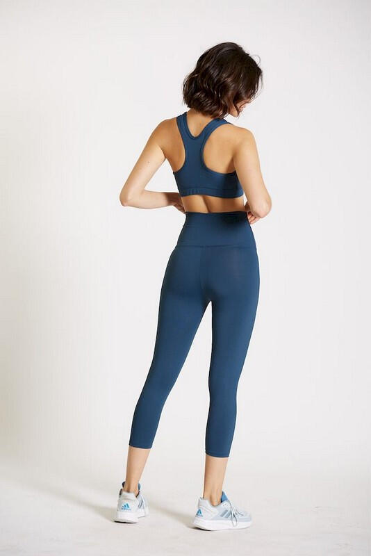 Mallas Fitness Mujer Ditchil Elegant 6/8 Azul Petróleo Cintura Alta Pirata 3/7