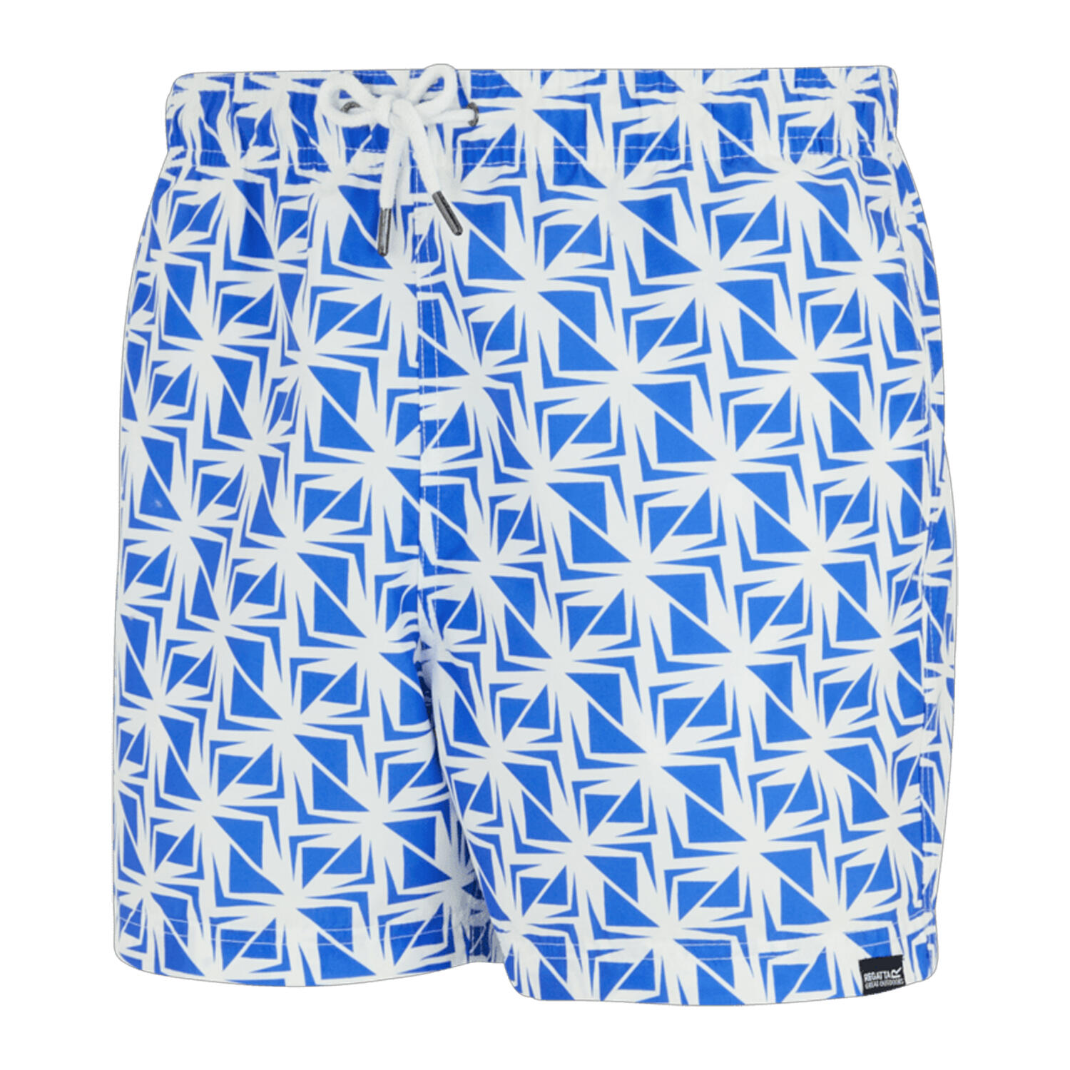 Short De Bain Motif/style Géométrique LORAS Homme (Blanc / Bleu Vif) 3/4