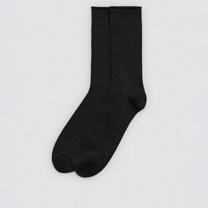 Lot de 3 chaussettes hautes noires en bambou sans revers
