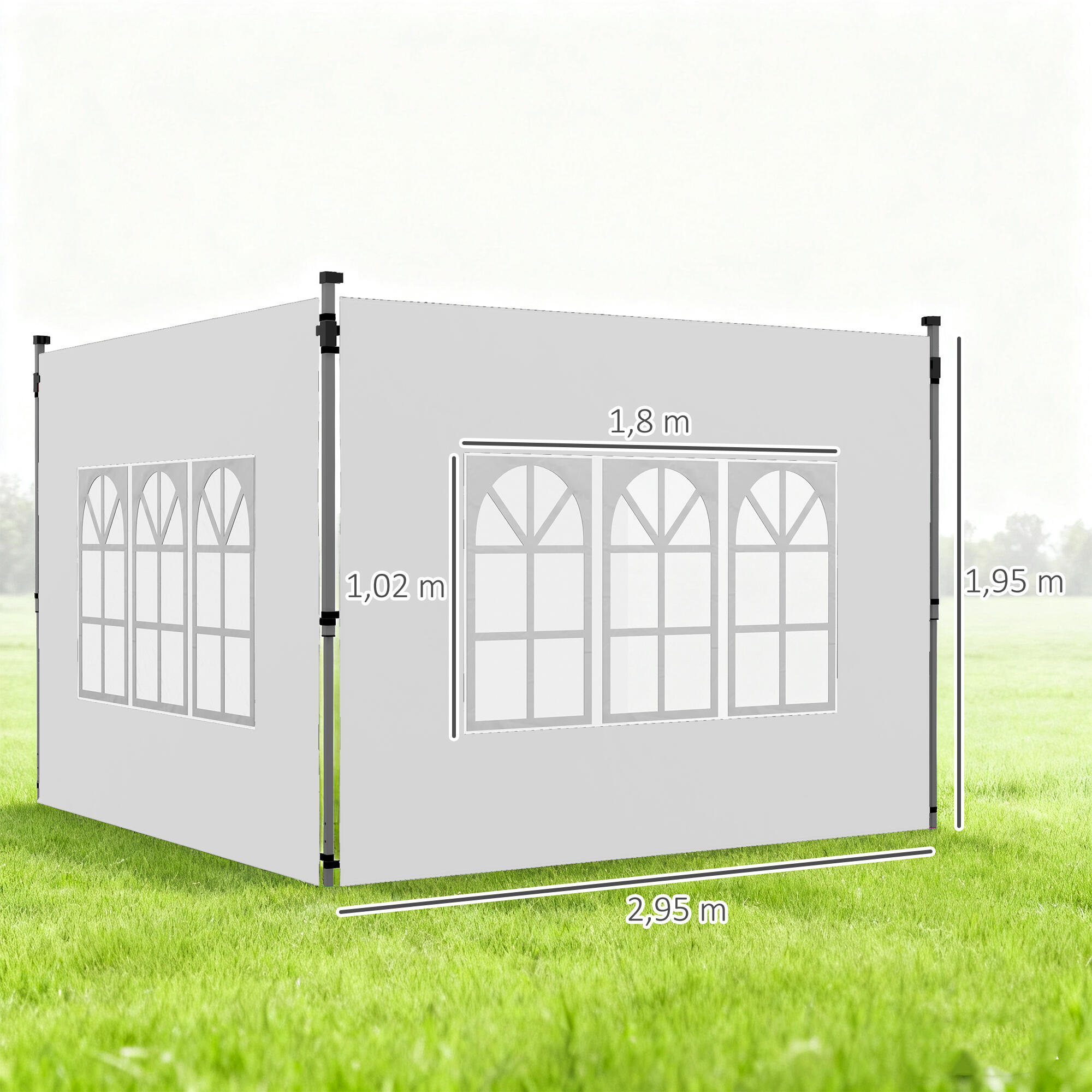 Paredes Laterales Carpa Outsunny 295x195 cm Blanco 3/5