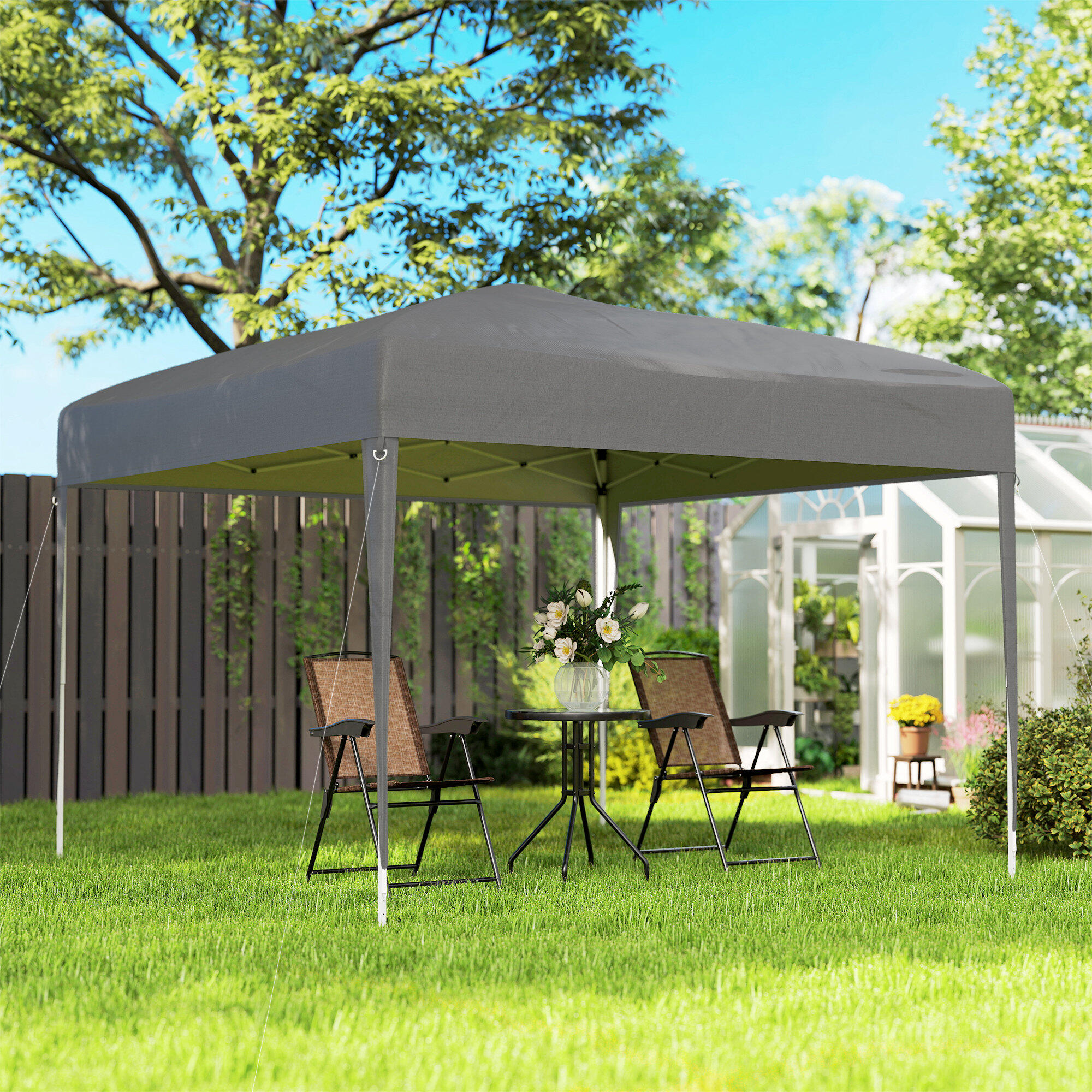 Tenda Dobrável Outsunny Cinzento 2/5