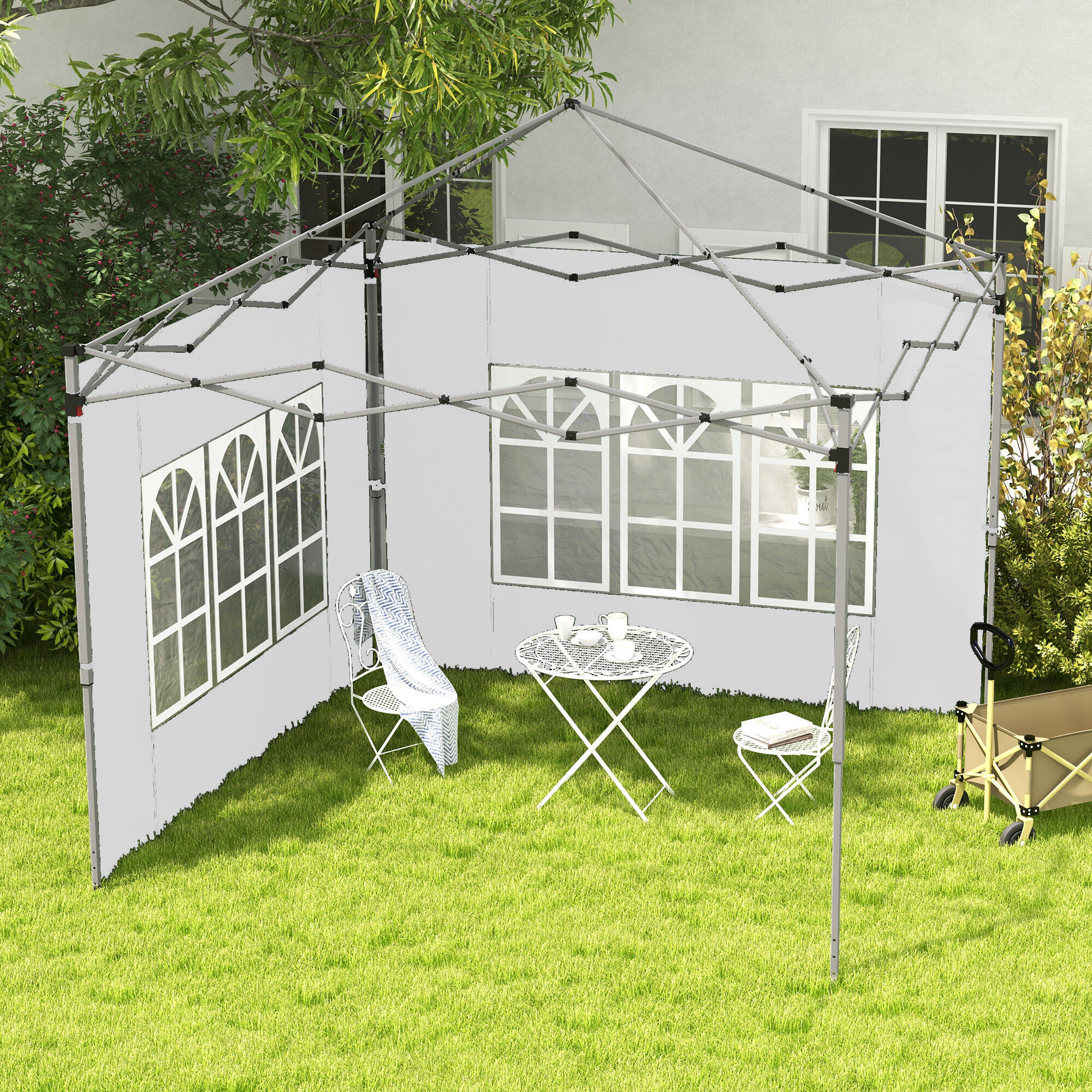 Paredes Laterales Carpa Outsunny 295x195 cm Blanco 2/5