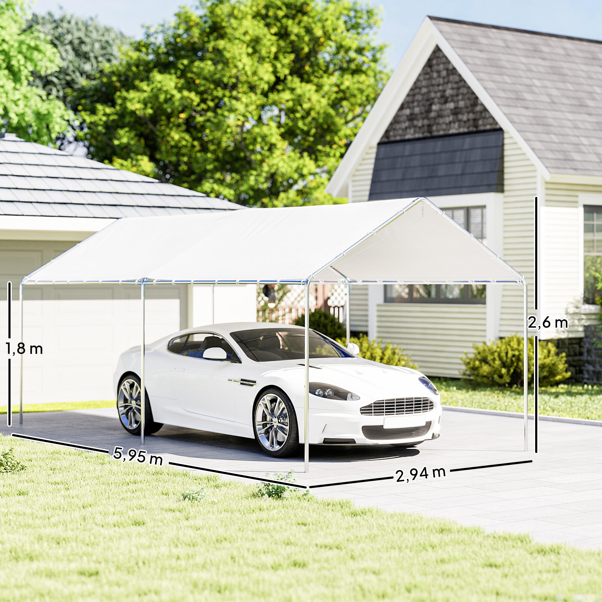Tenda para Garagem Outsunny Branco 3/5