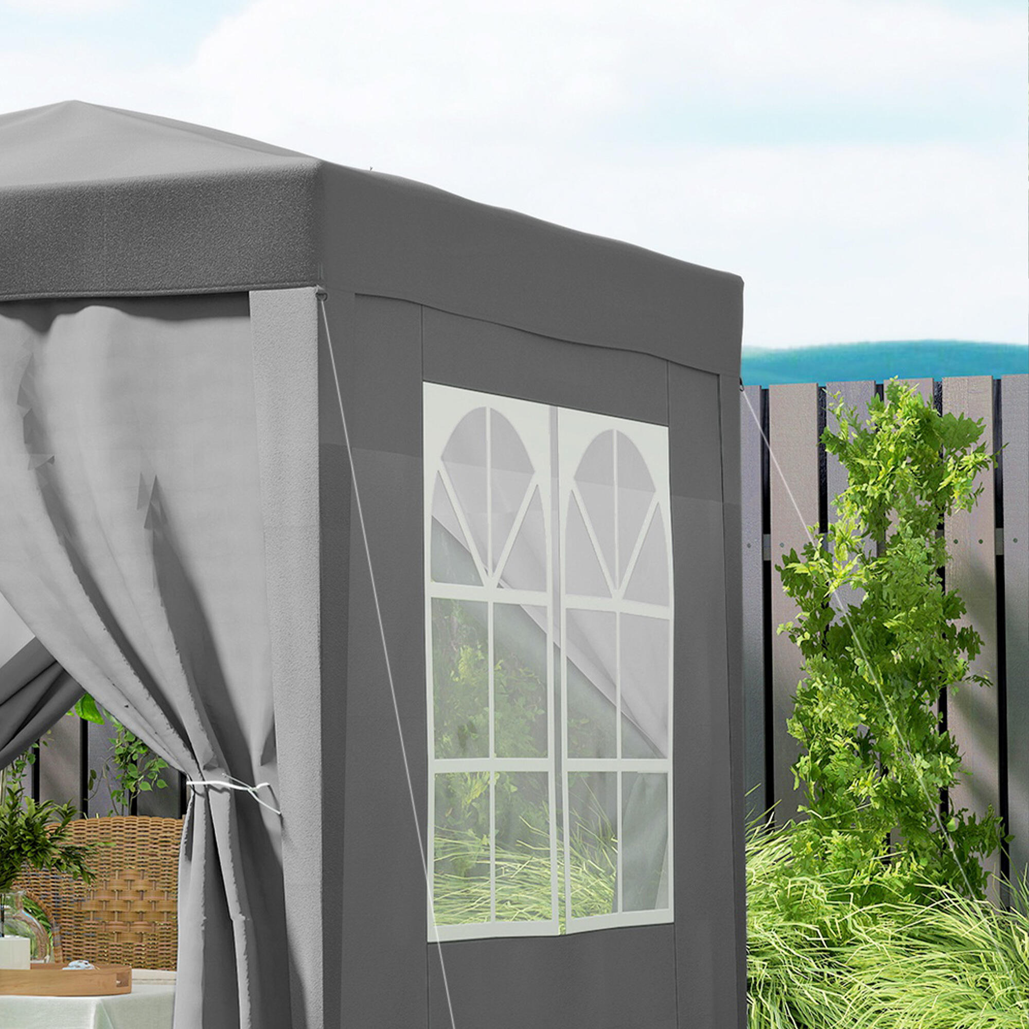 Tenda Dobrável Outsunny Cinzento 5/5