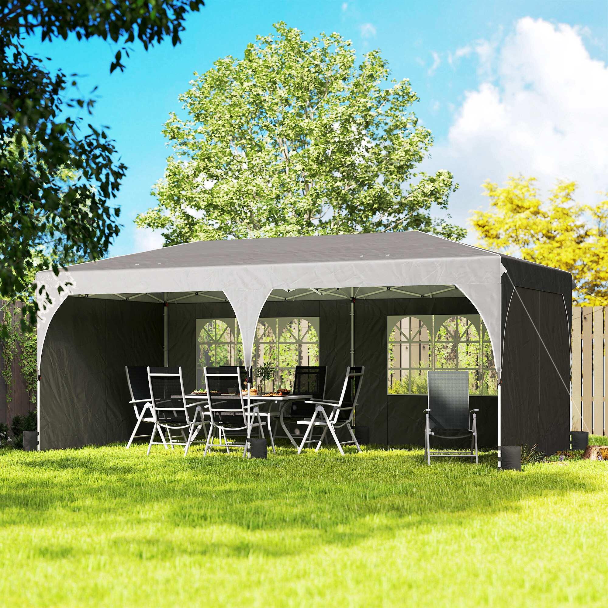 Carpa Plegable Outsunny 595x300x275 cm Gris Oscuro 2/5