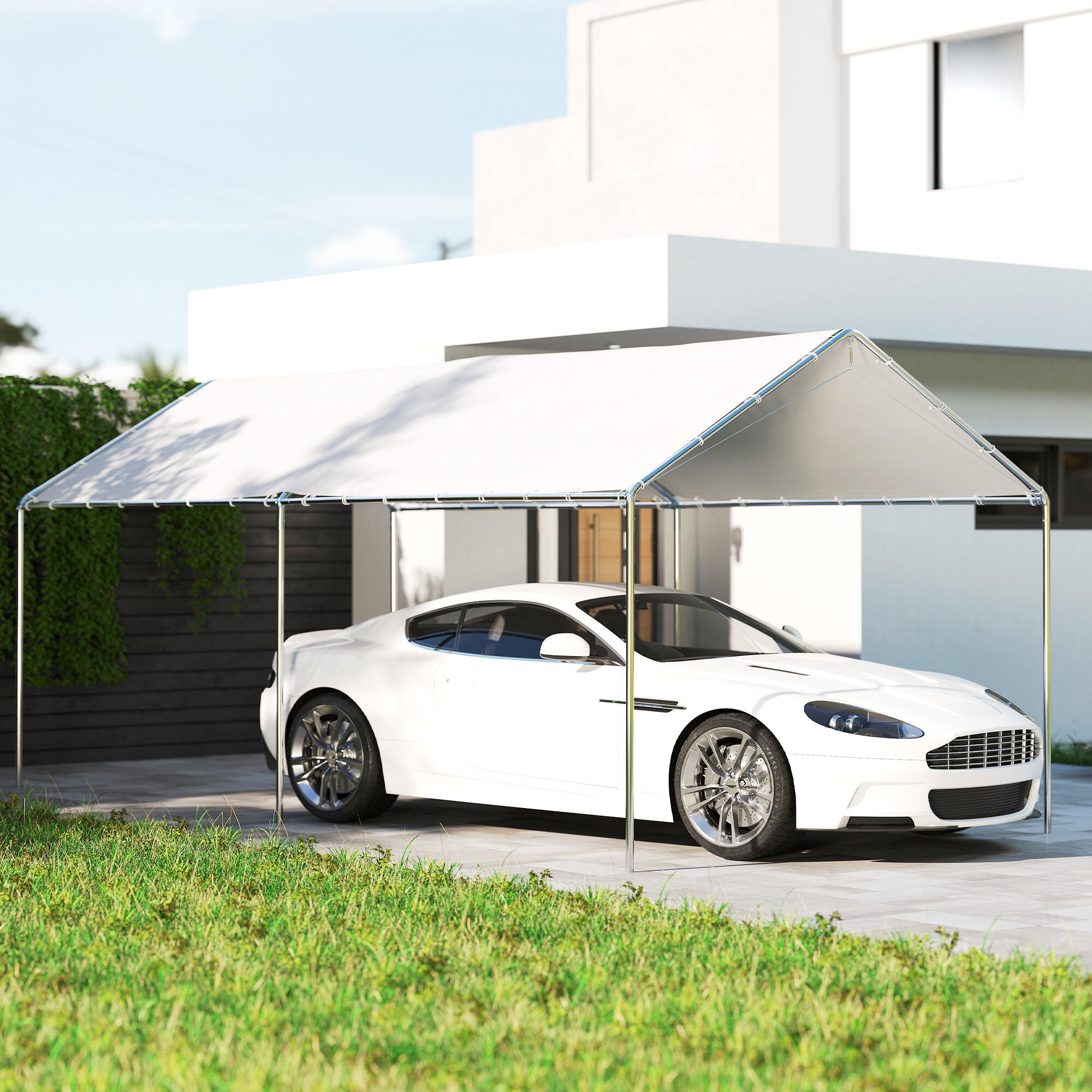 Tenda para Garagem Outsunny Branco 2/5