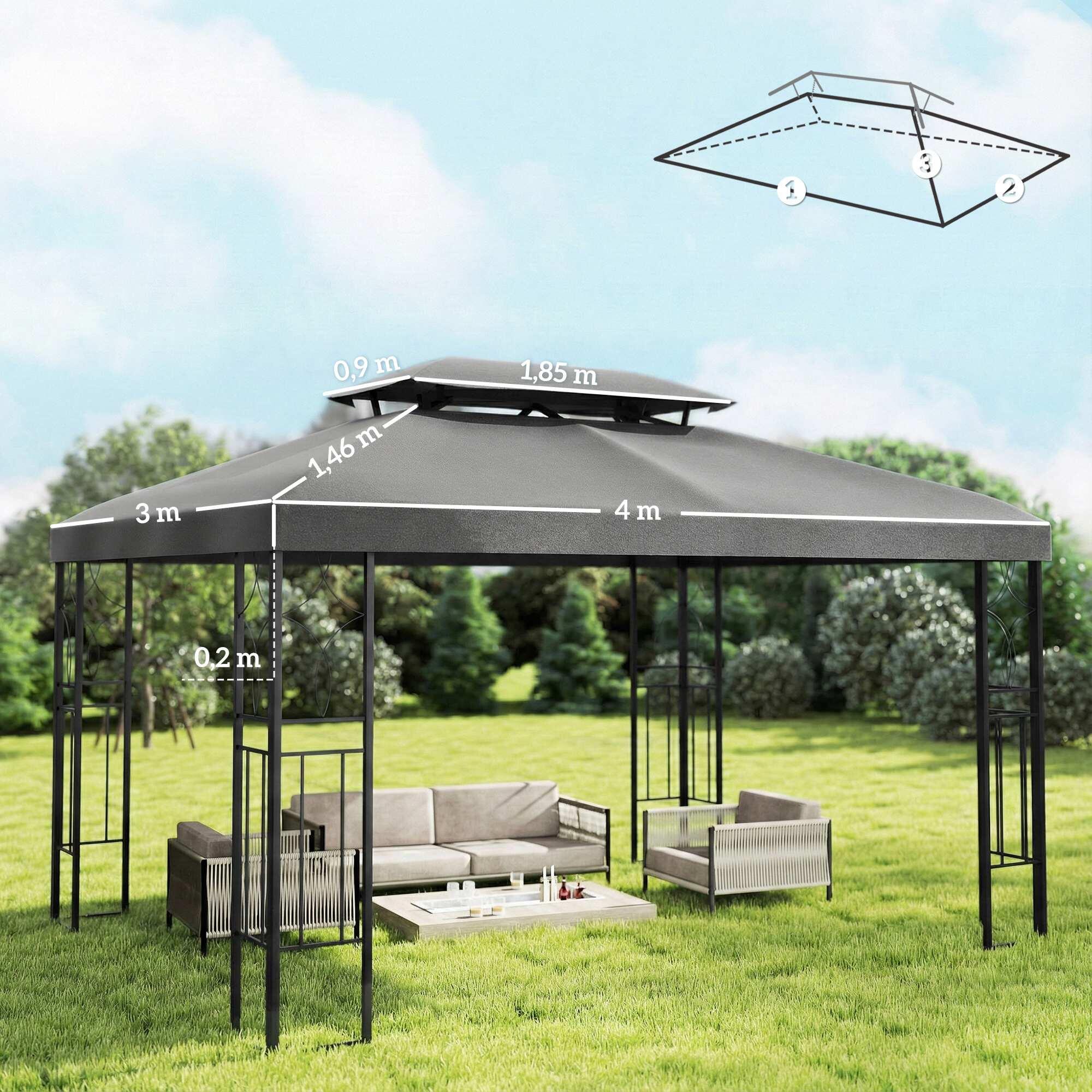 Techo de Repuesto Outsunny 400x300 cm Gris 3/5