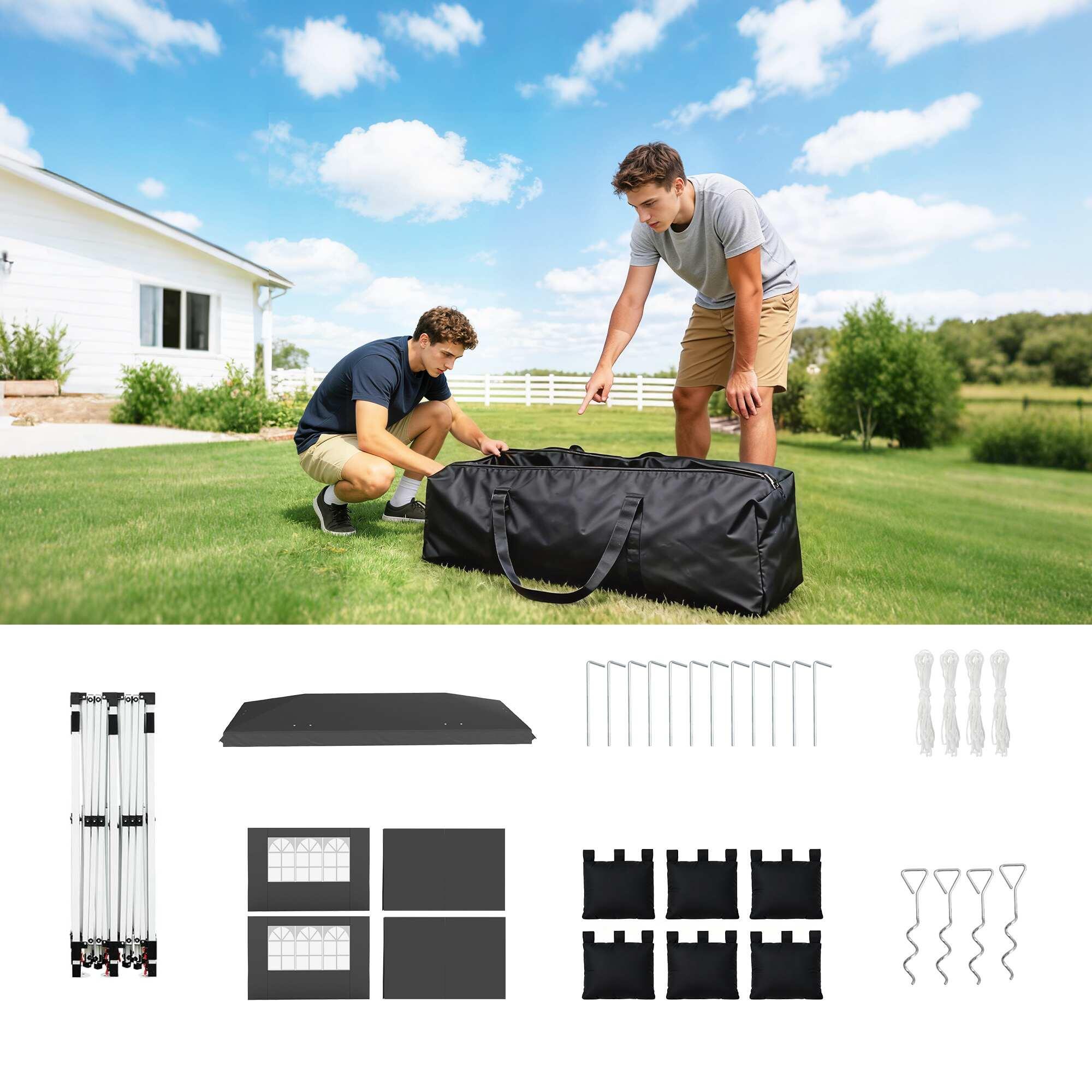 Carpa Plegable Outsunny 595x300x275 cm Gris Oscuro 5/5