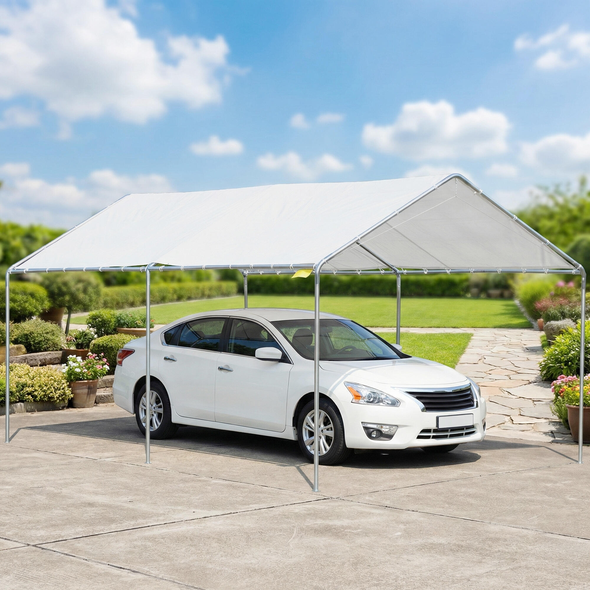 Tenda para Garagem Outsunny Branco 5/5