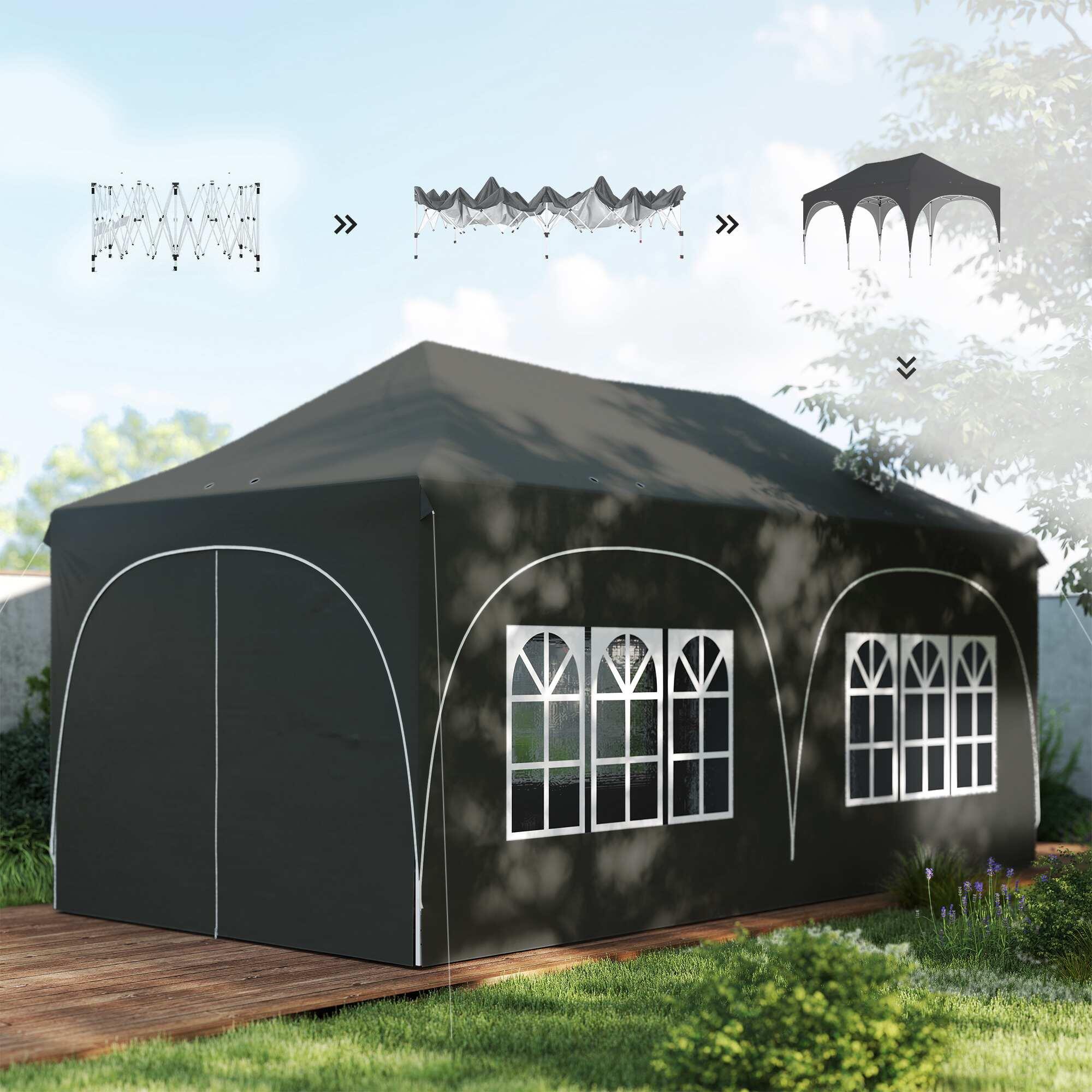 Tenda Dobrável Outsunny Cinzento Escuro 4/5