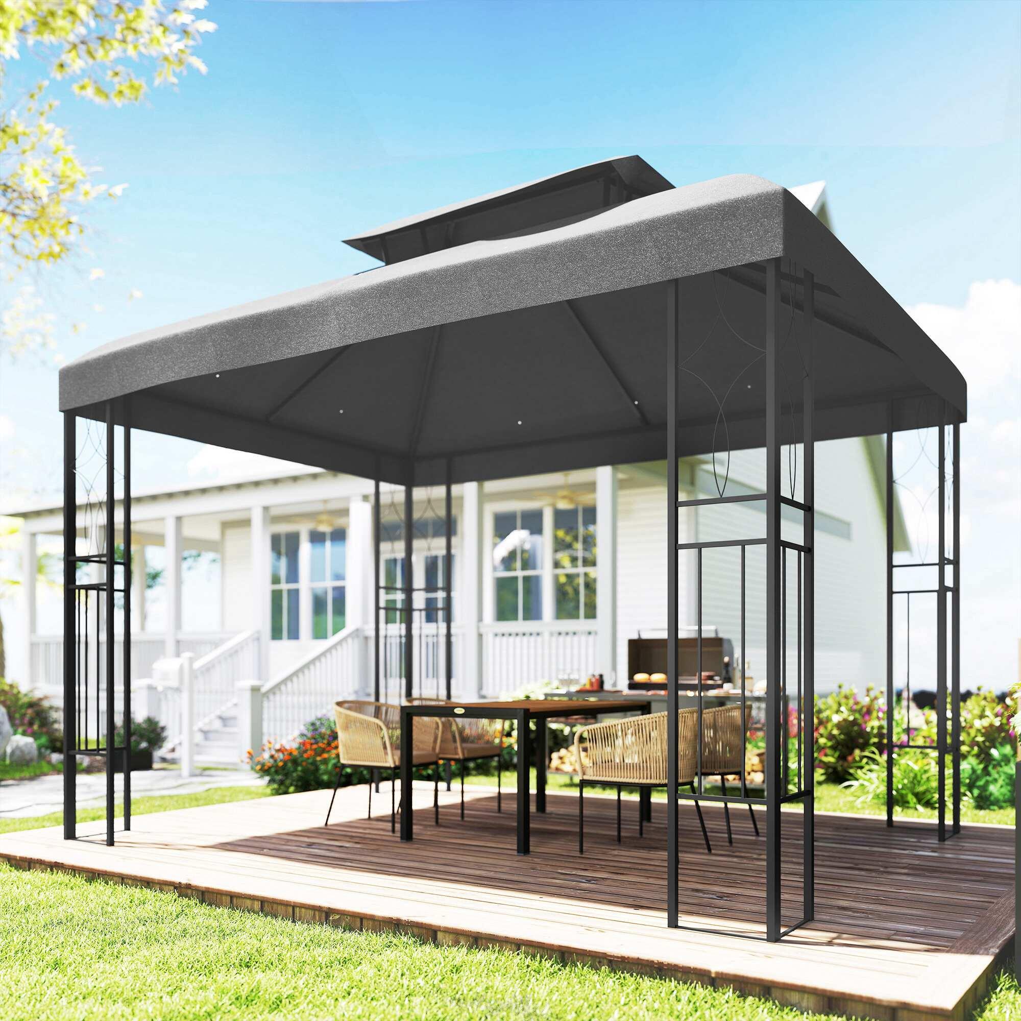 Techo de Repuesto Outsunny 400x300 cm Gris 4/5