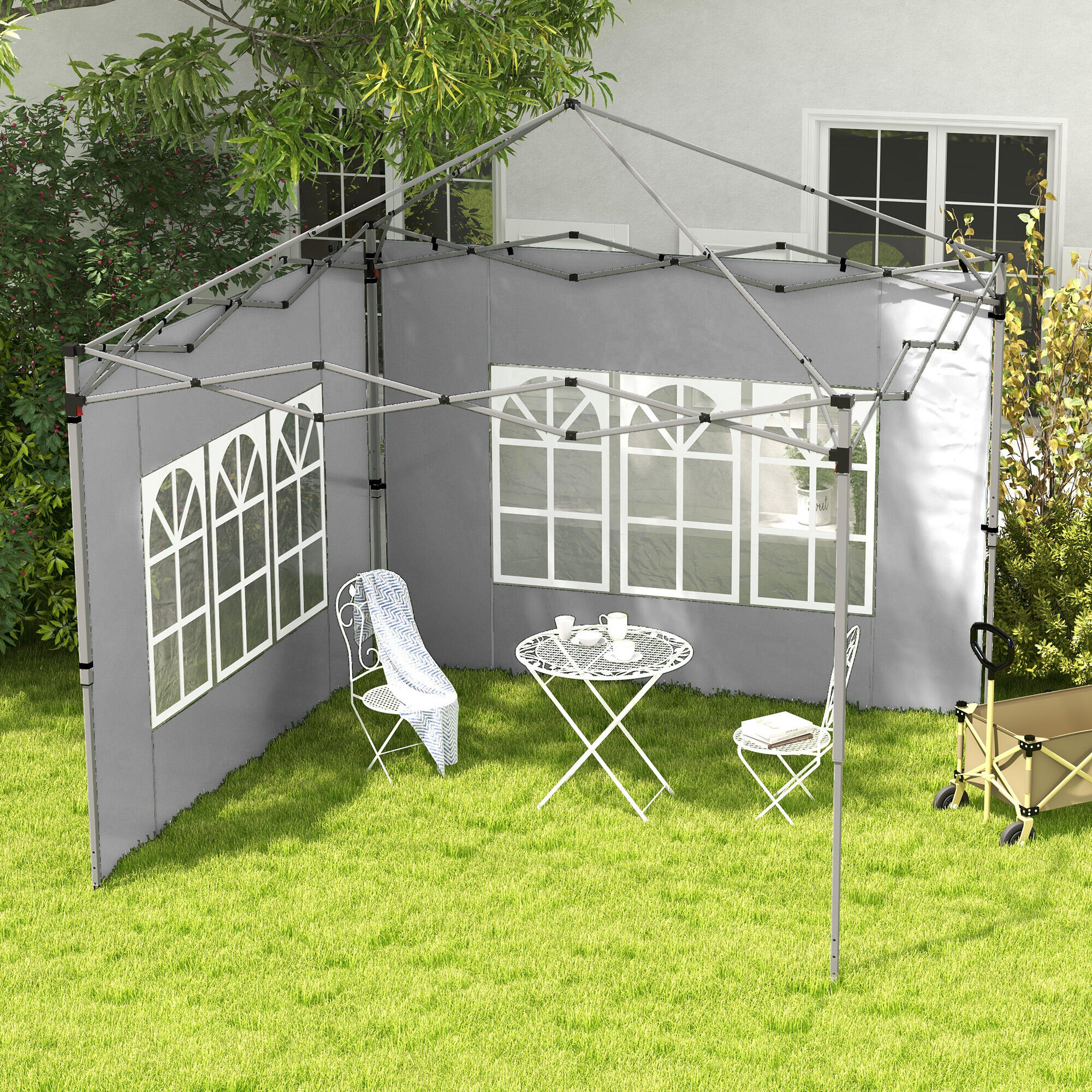 Paredes Laterales Carpa Outsunny 295x195 cm Gris Claro 2/5