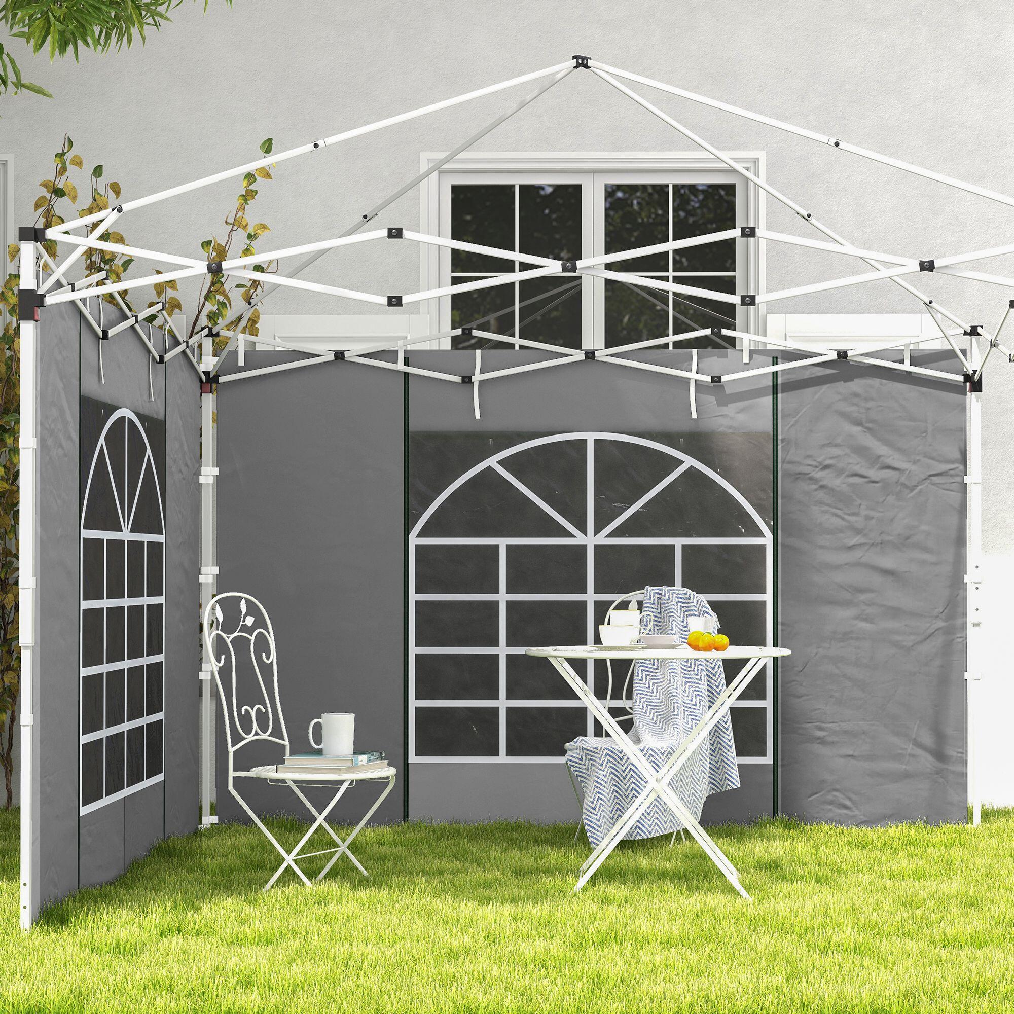 Paredes Laterales Carpa Outsunny 295x195 cm Gris Claro 4/5