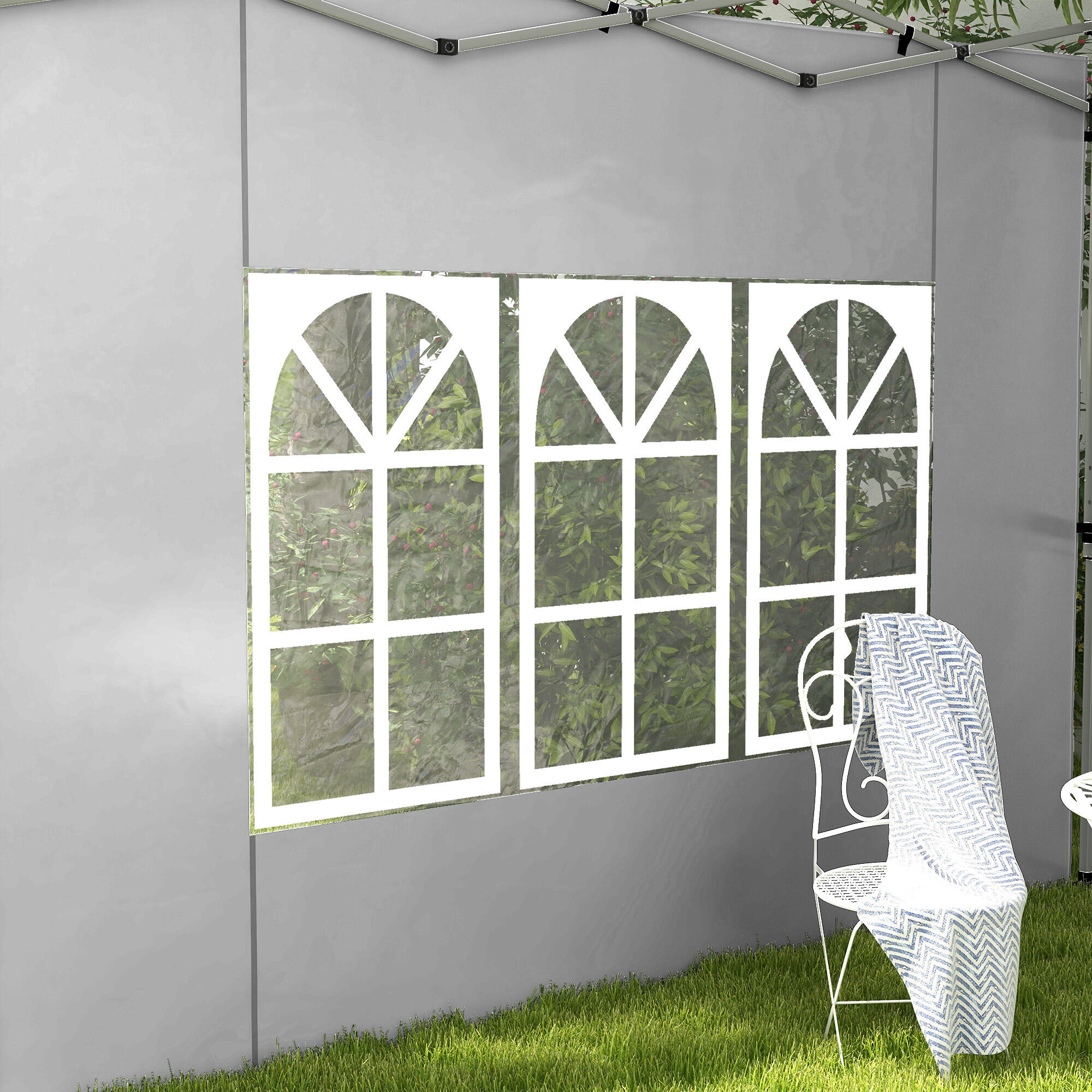 Paredes Laterales Carpa Outsunny 295x195 cm Gris Claro 5/5