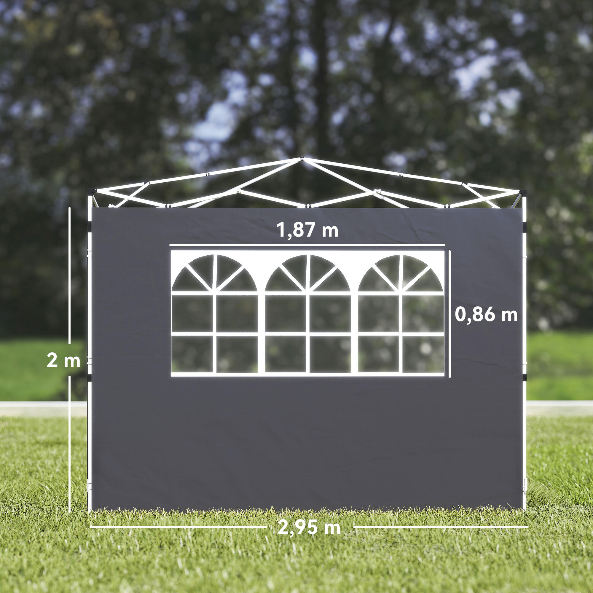 Paredes Laterales Carpa Outsunny 295x200 cm Gris Oscuro 3/5