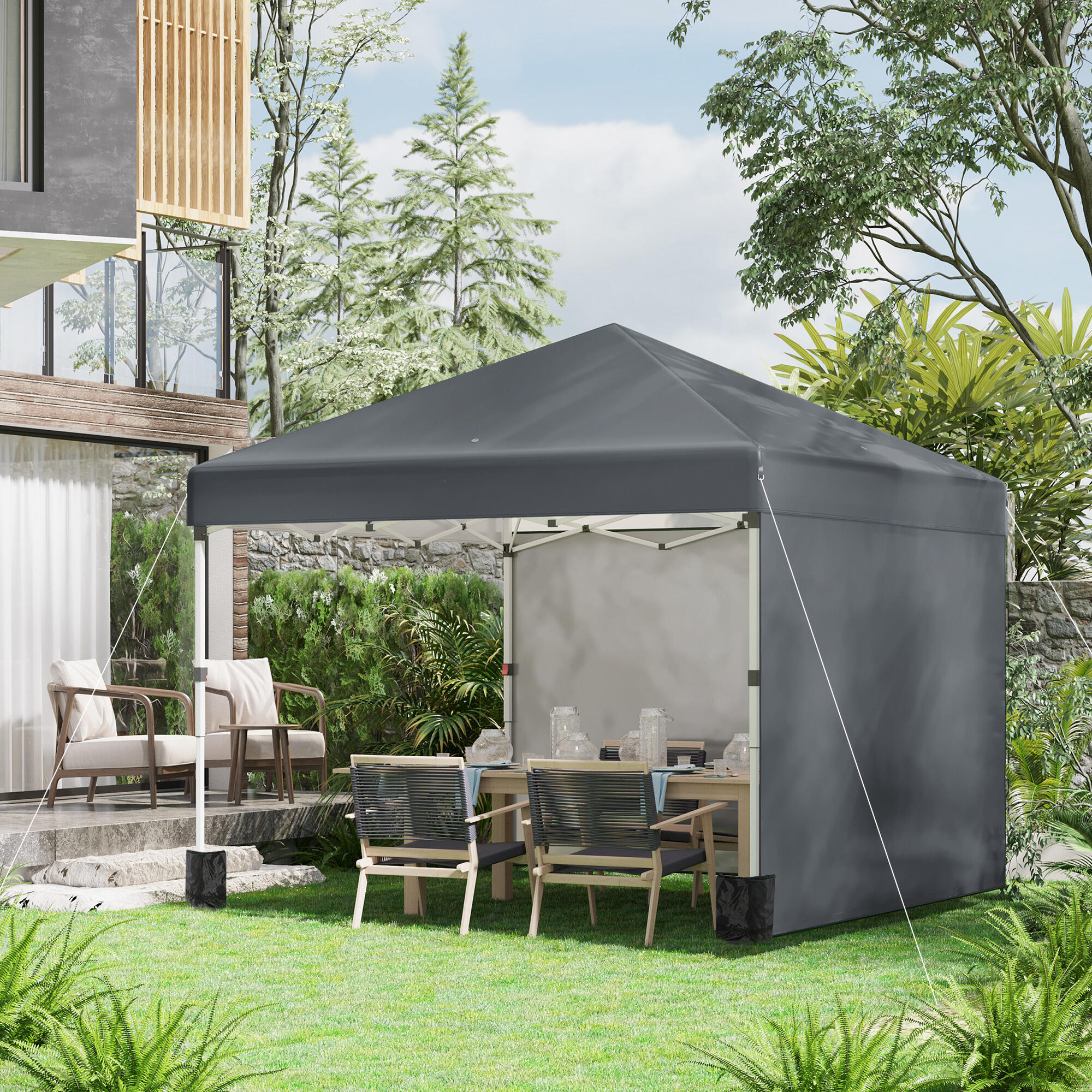 Tenda Dobrável Outsunny Cinzento Escuro 2/5