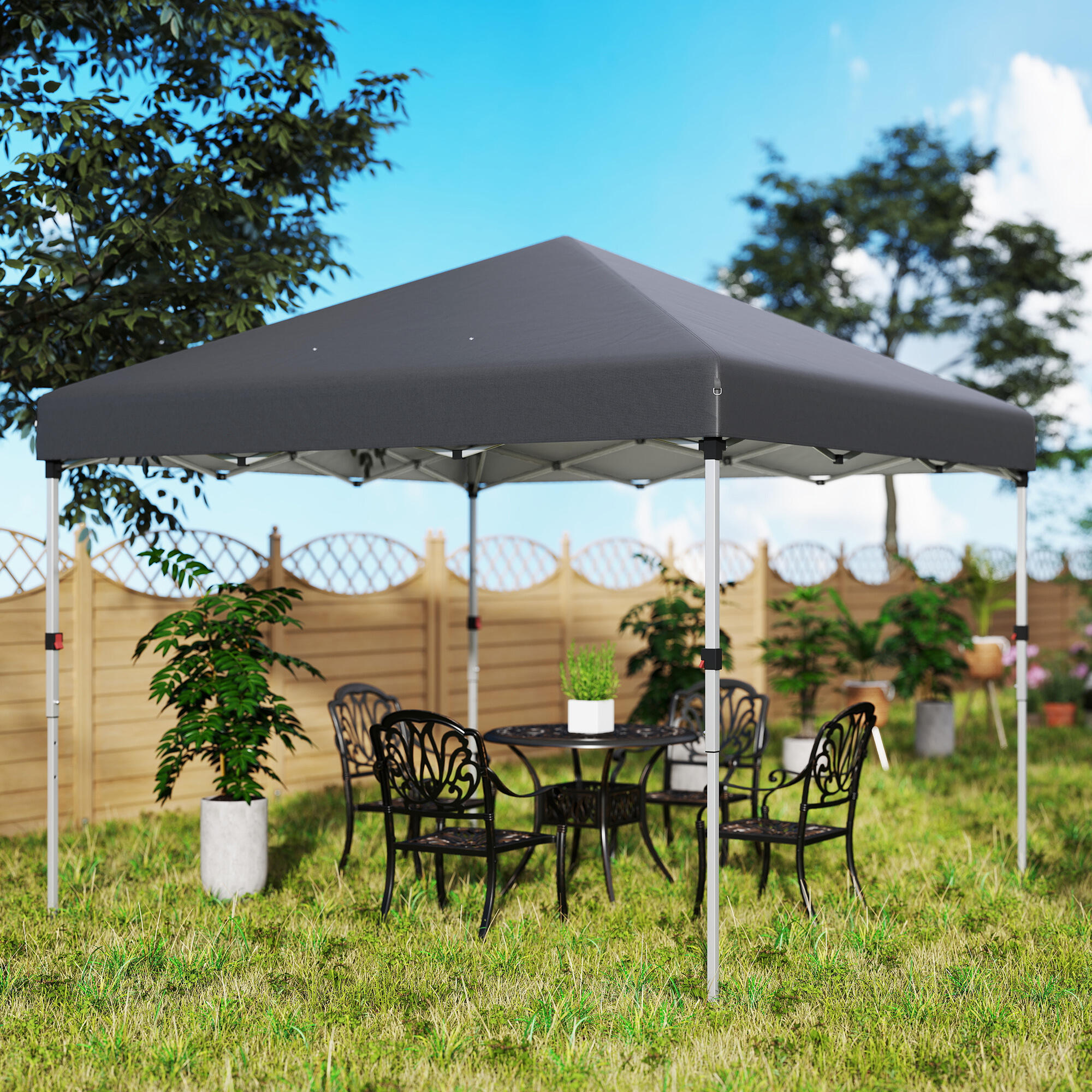 Tenda Dobrável Outsunny Cinzento Escuro 5/5