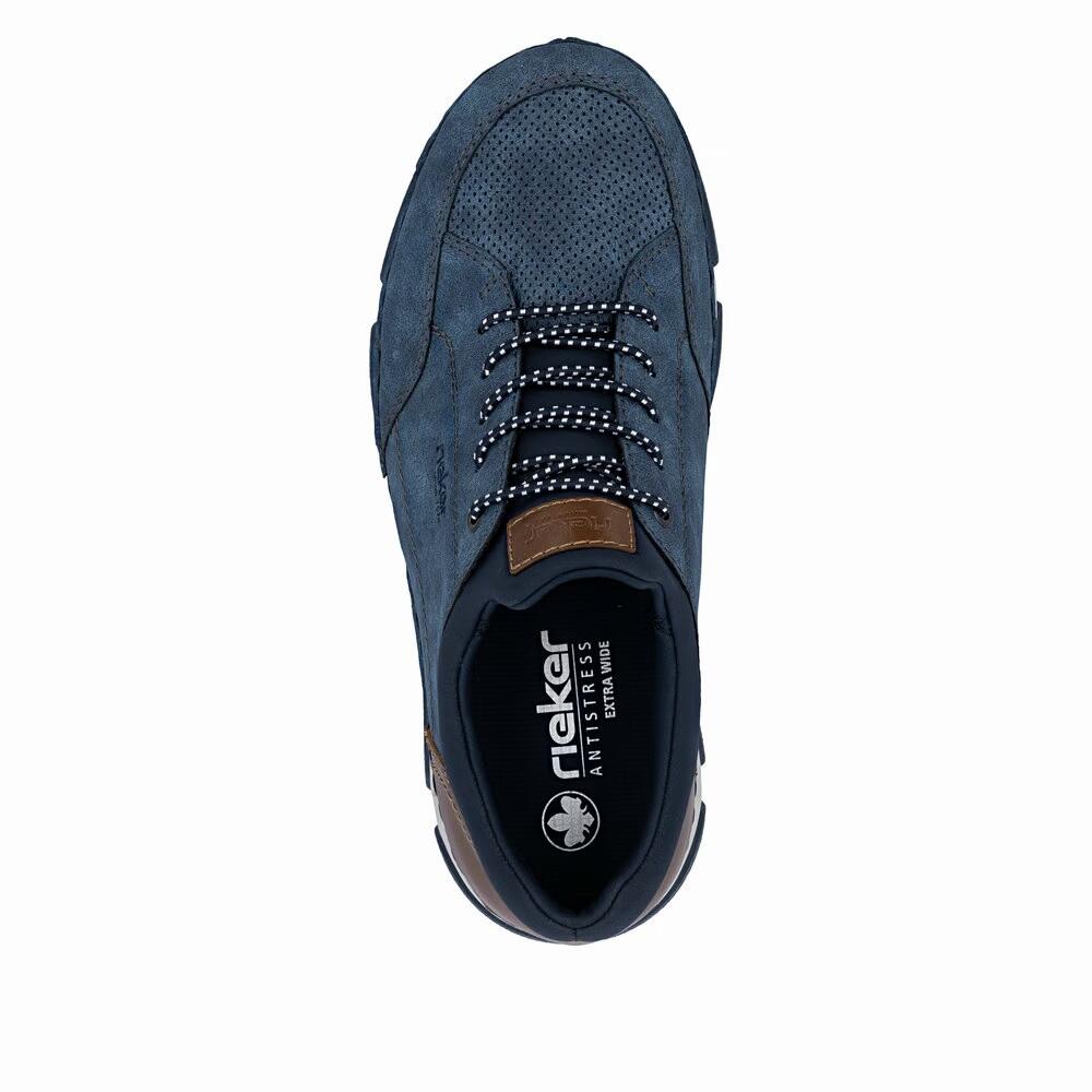 Rieker Herren Slipper  Halbschuhe Leder Komfort 15950-14 Blau 3/5