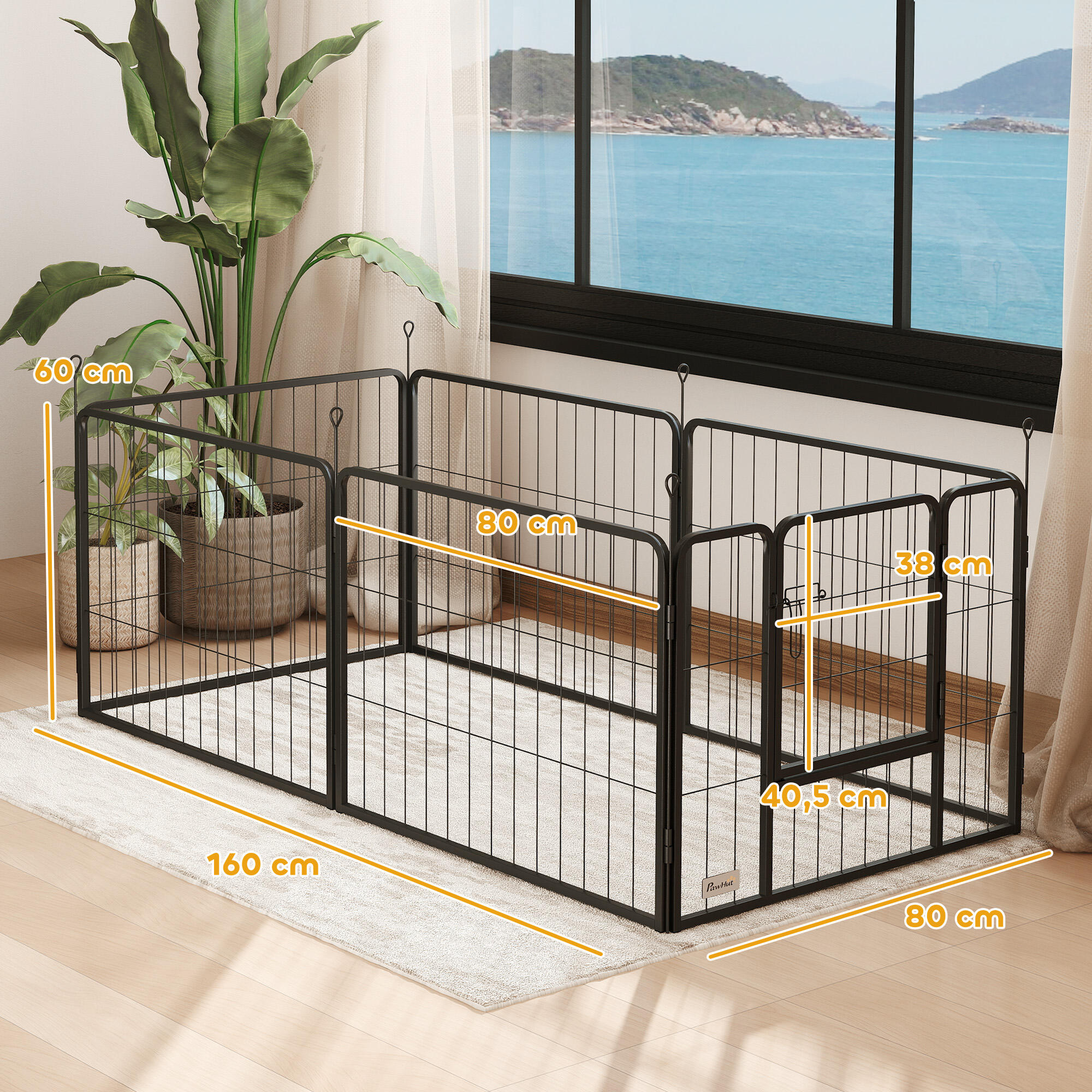 Parque para Cães PawHut Preto 3/5