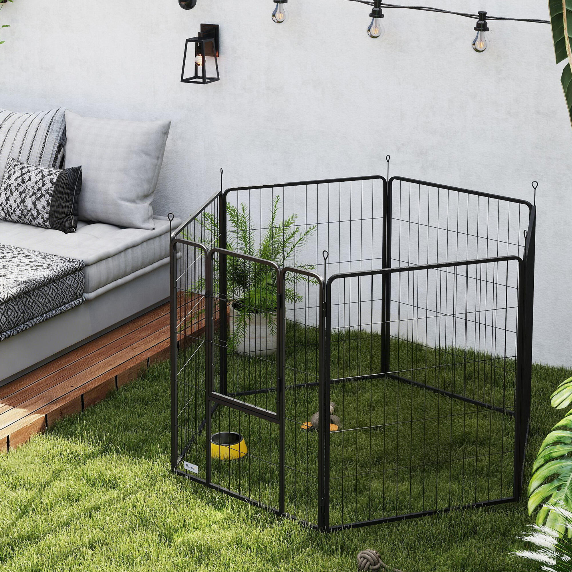 Parque para Perros PawHut 160x80x100 cm Negro 2/5