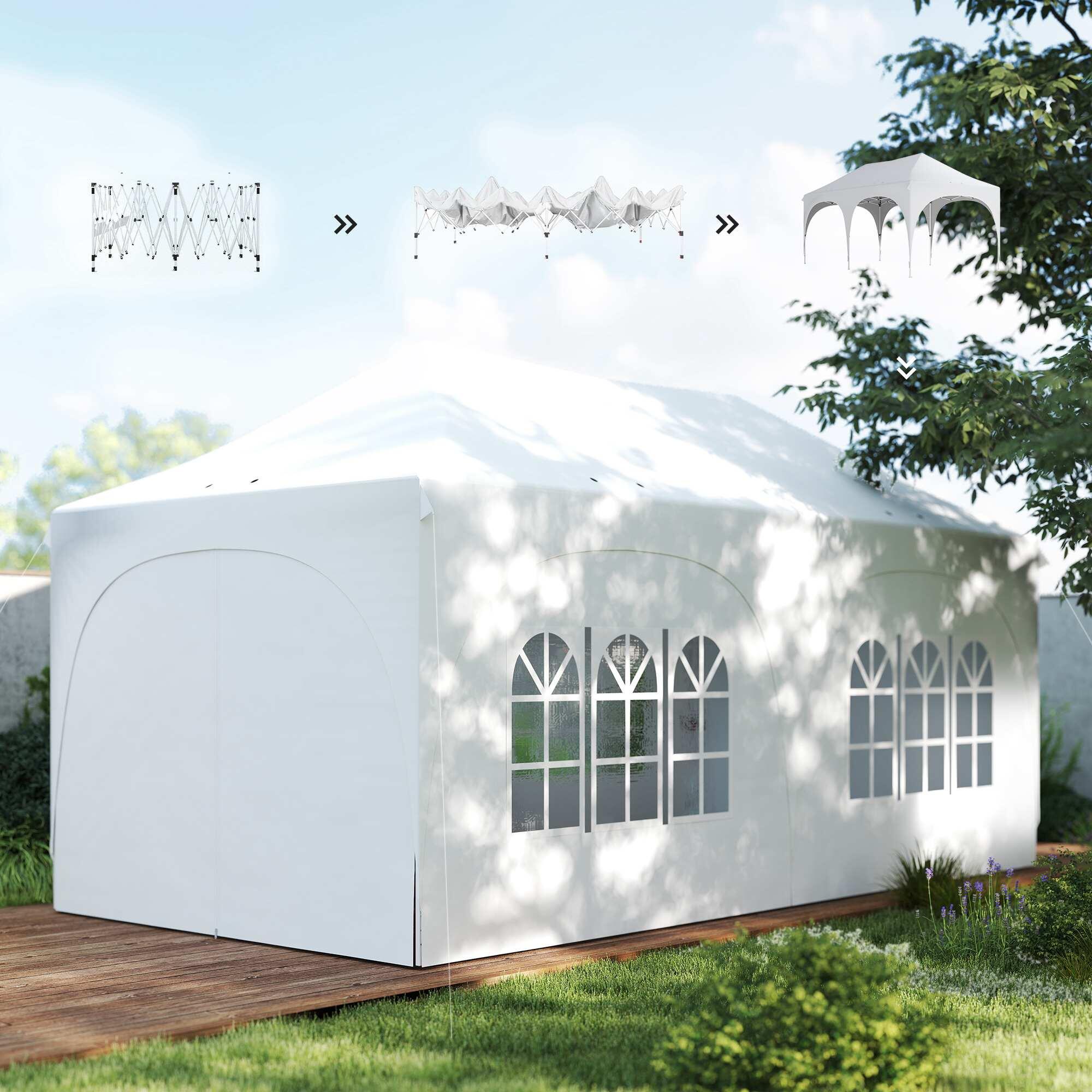 Tenda Dobrável Outsunny Cinzento Claro 4/5