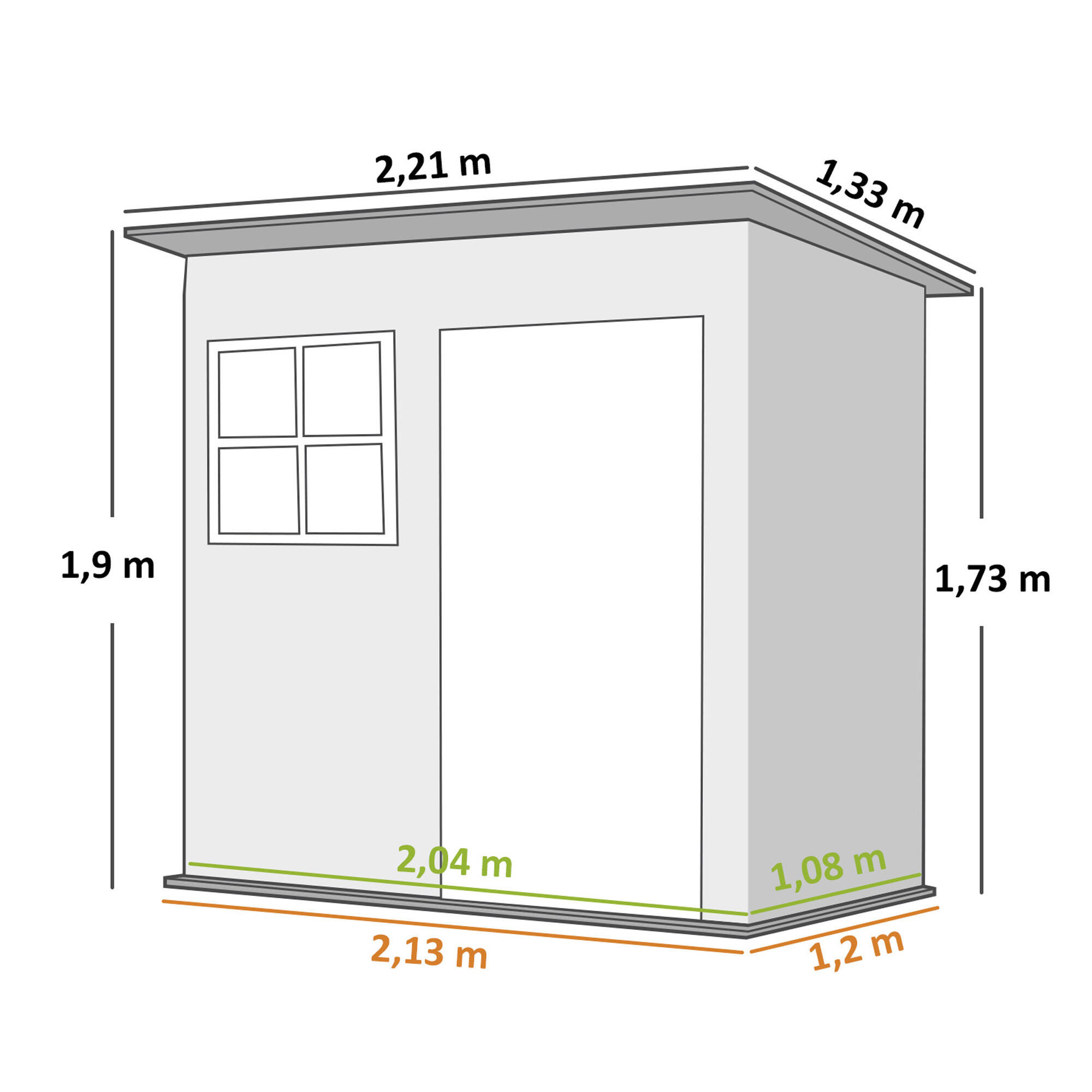 Caseta de Jardín Outsunny 221x133x190 cm Gris Oscuro 3/6