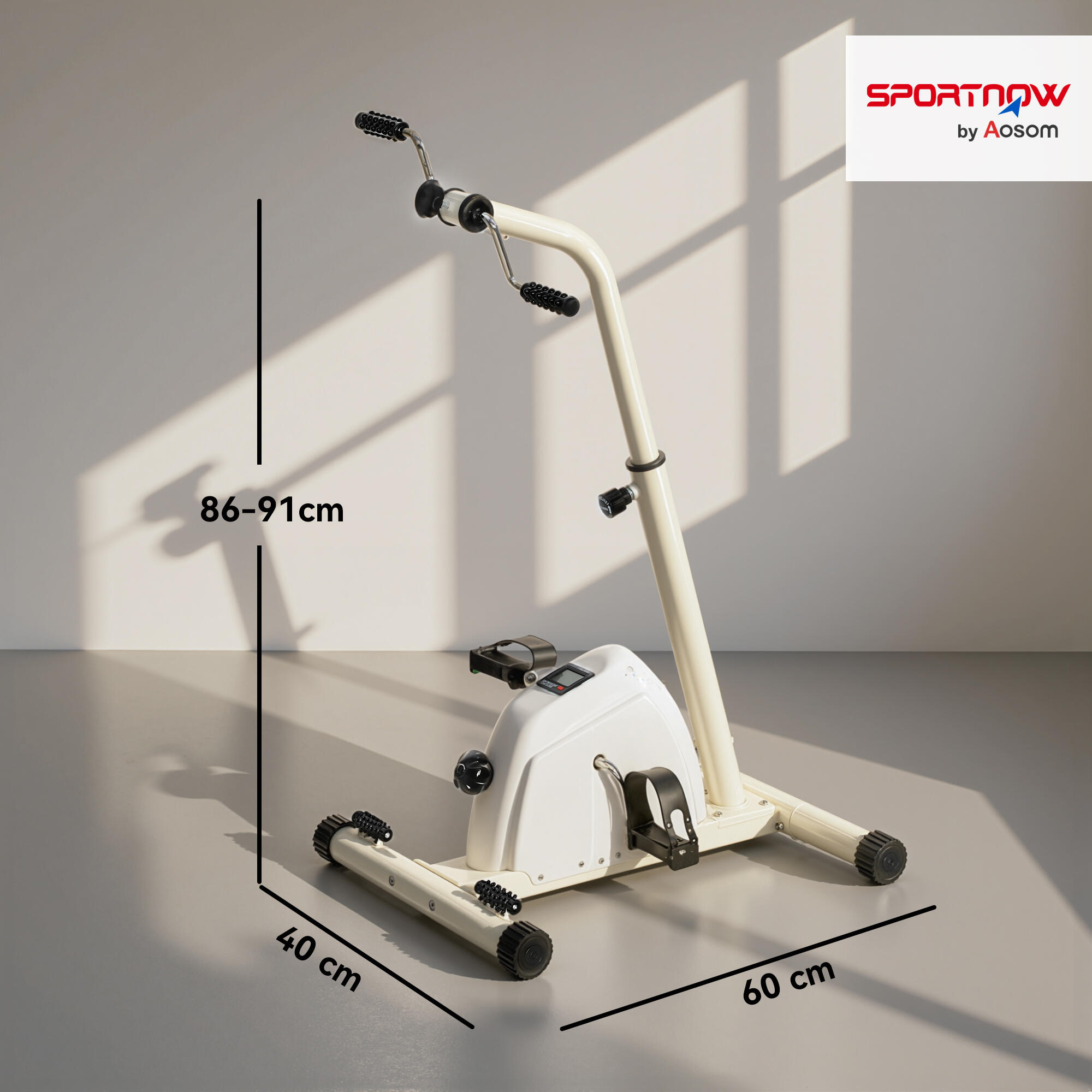 SPORTNOW Cyclette da Seduta con Altezza e Resistenza Regolabili Bianco 3/8