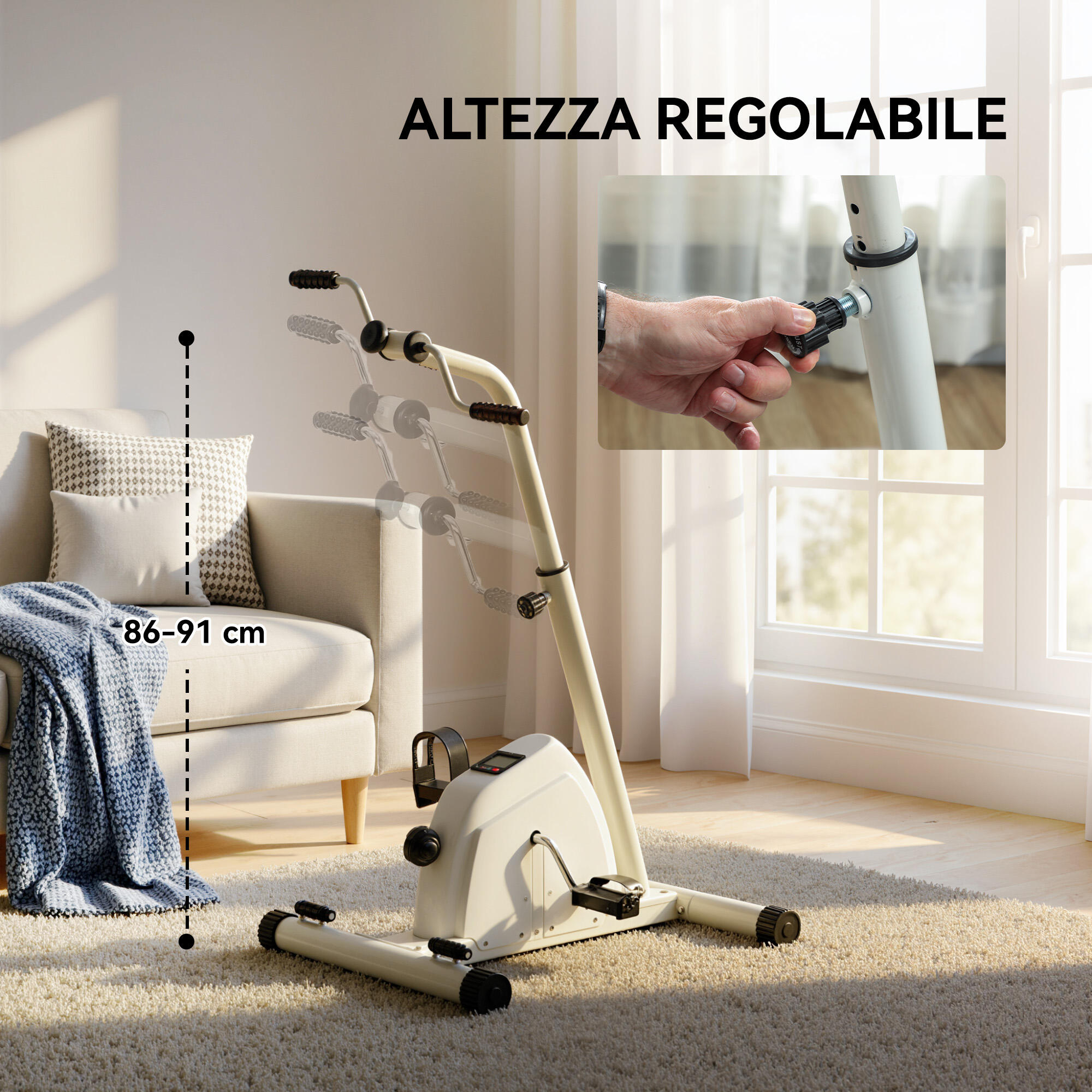 SPORTNOW Cyclette da Seduta con Altezza e Resistenza Regolabili Bianco 5/8
