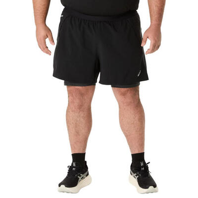 Heren road 2 in 1 korte broek (zwart)