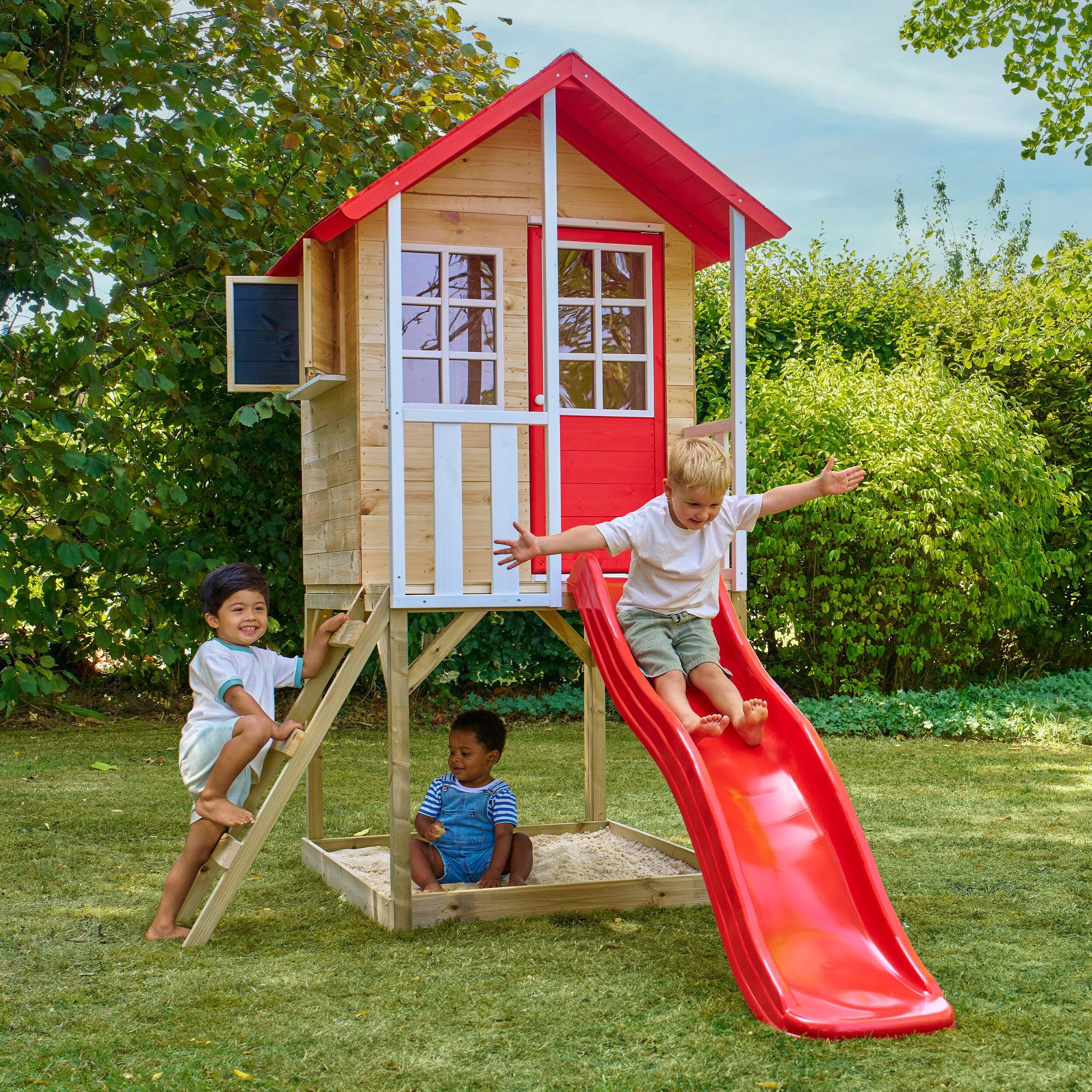 Maisonnette sur pilotis balcon et glissière COQUELICOT bois FSC® 2/5