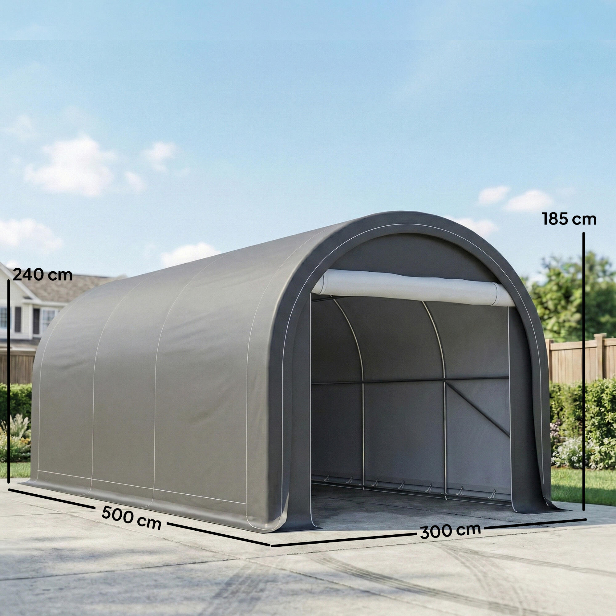 Carpa para Garaje Outsunny 500x300x240 cm Gris 3/5