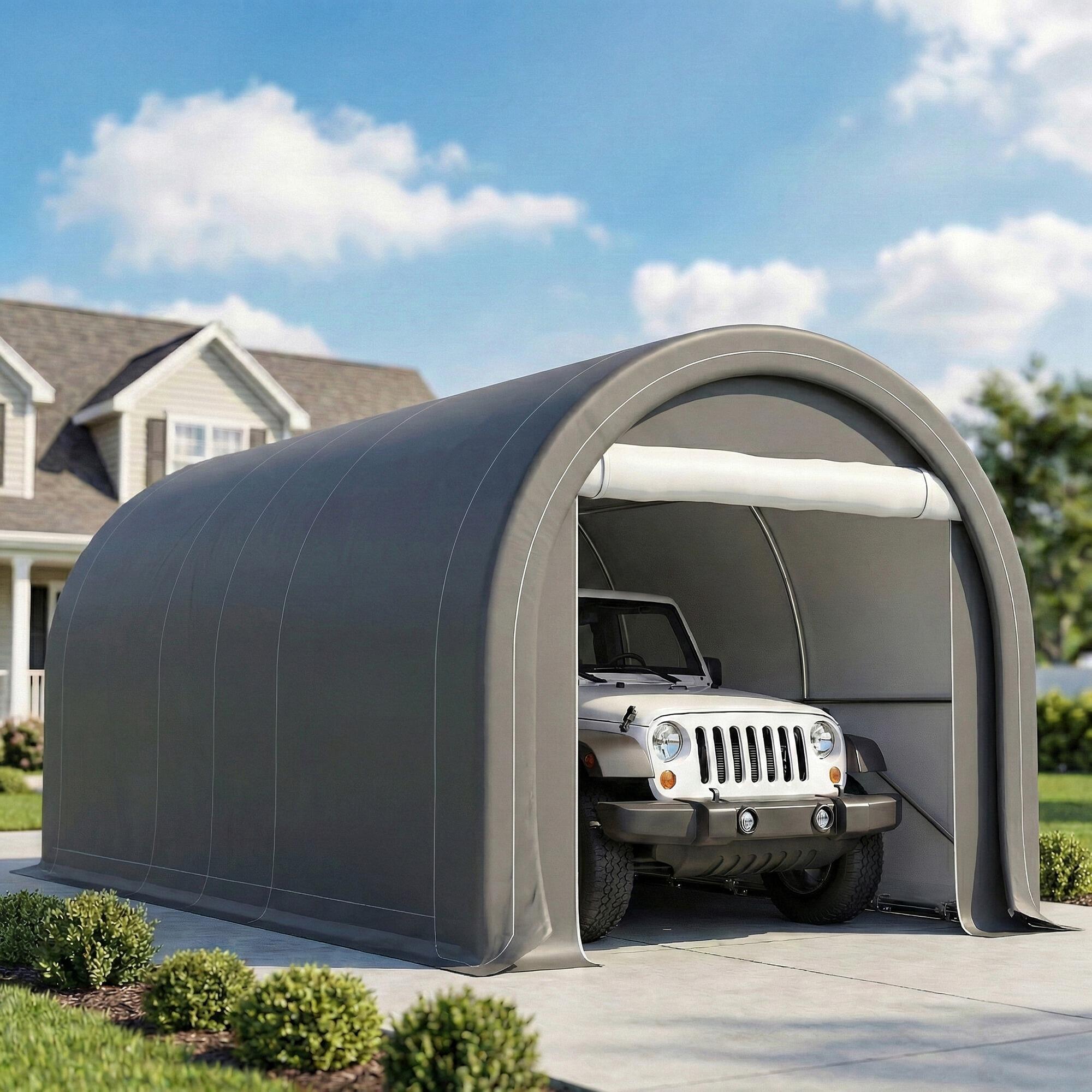 Carpa para Garaje Outsunny 500x300x240 cm Gris 2/5