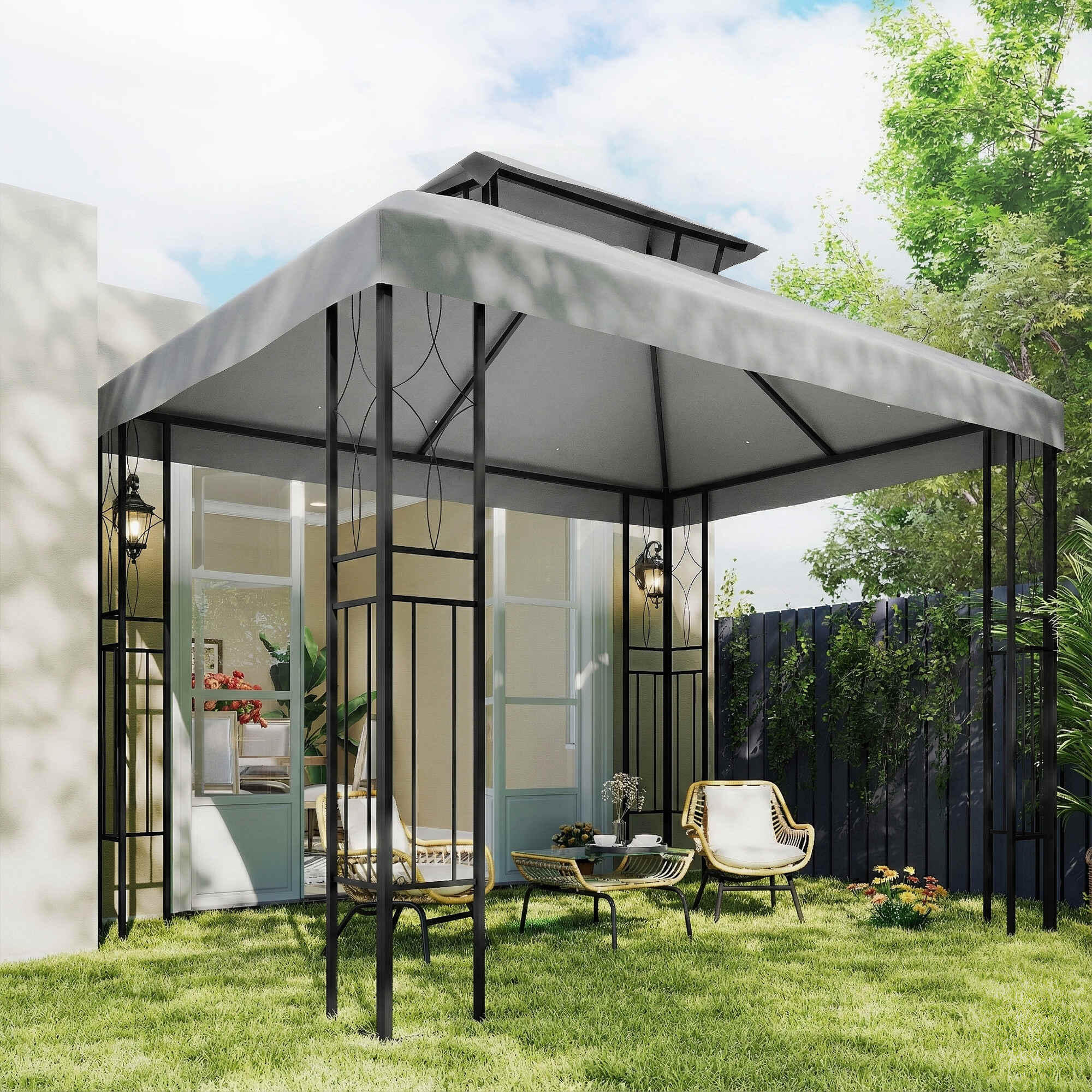 Techo de Repuesto Outsunny 400x300 cm Gris Claro 5/5