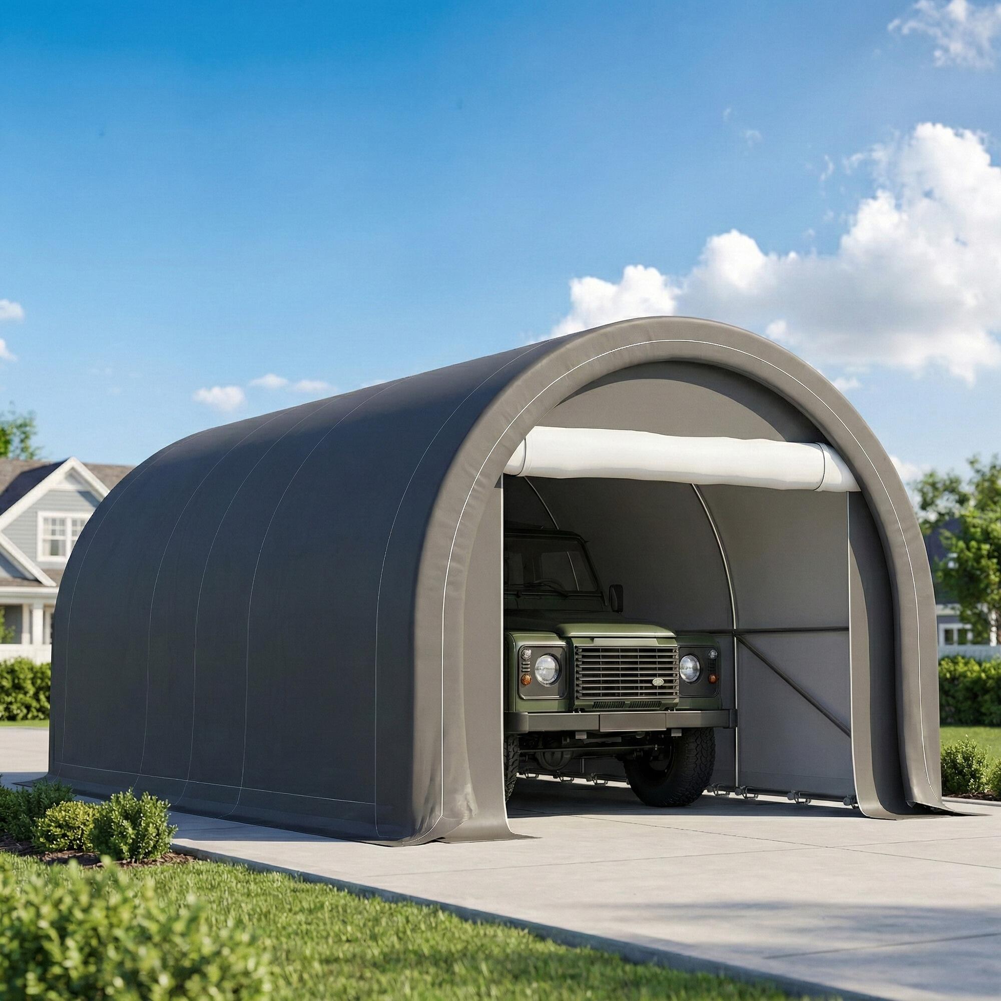 Carpa para Garaje Outsunny 500x300x240 cm Gris 5/5