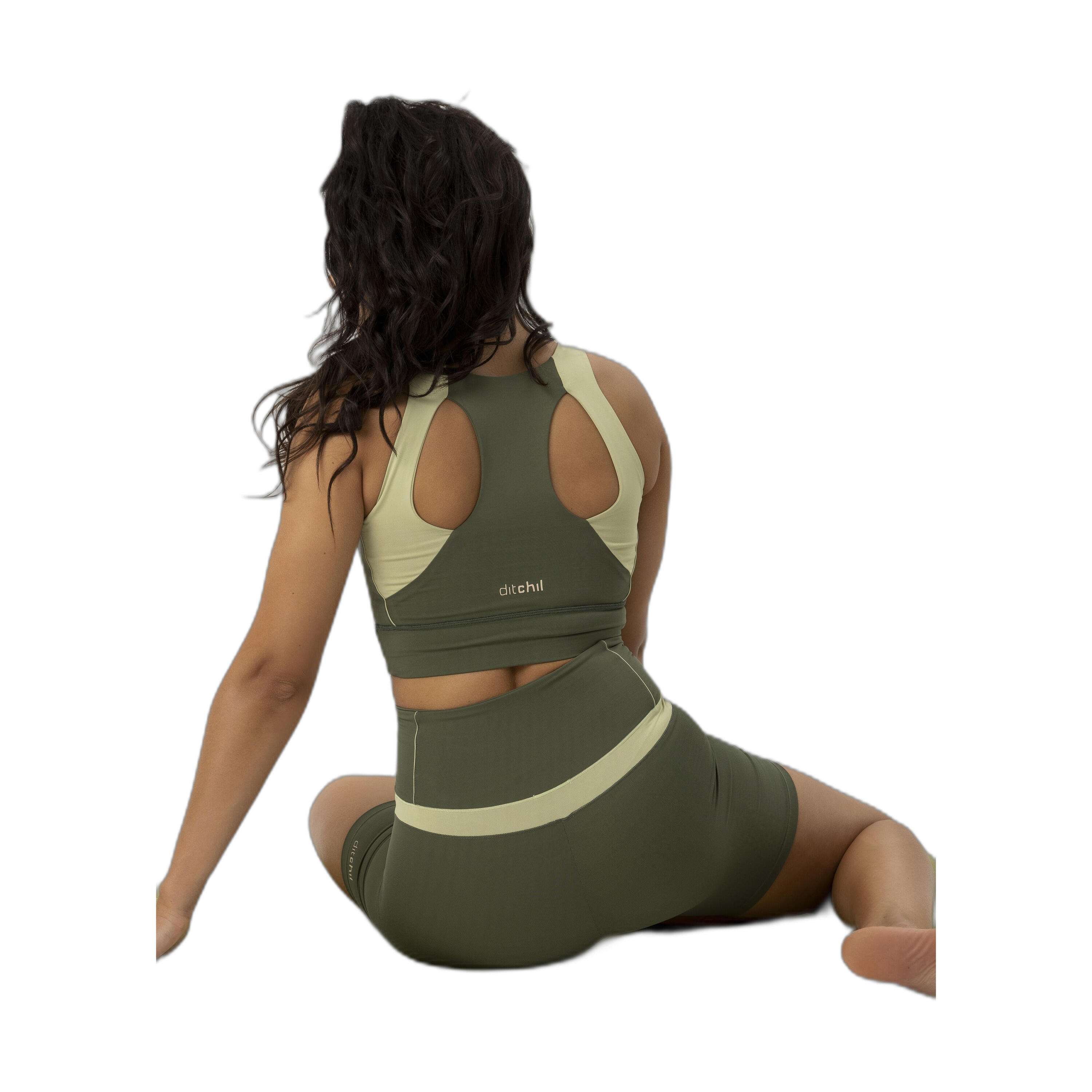 Calções Fitness Mulher Ditchil Splash Caqui Respirável 2/7