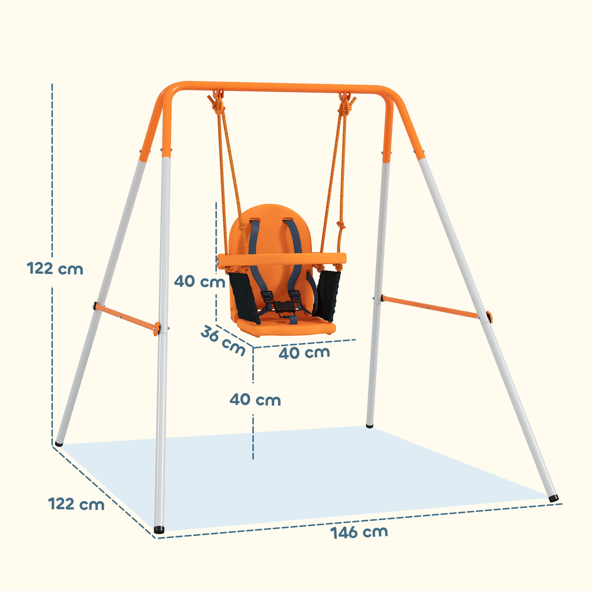 Baloiço para Bebés Outsunny Laranja 3/5