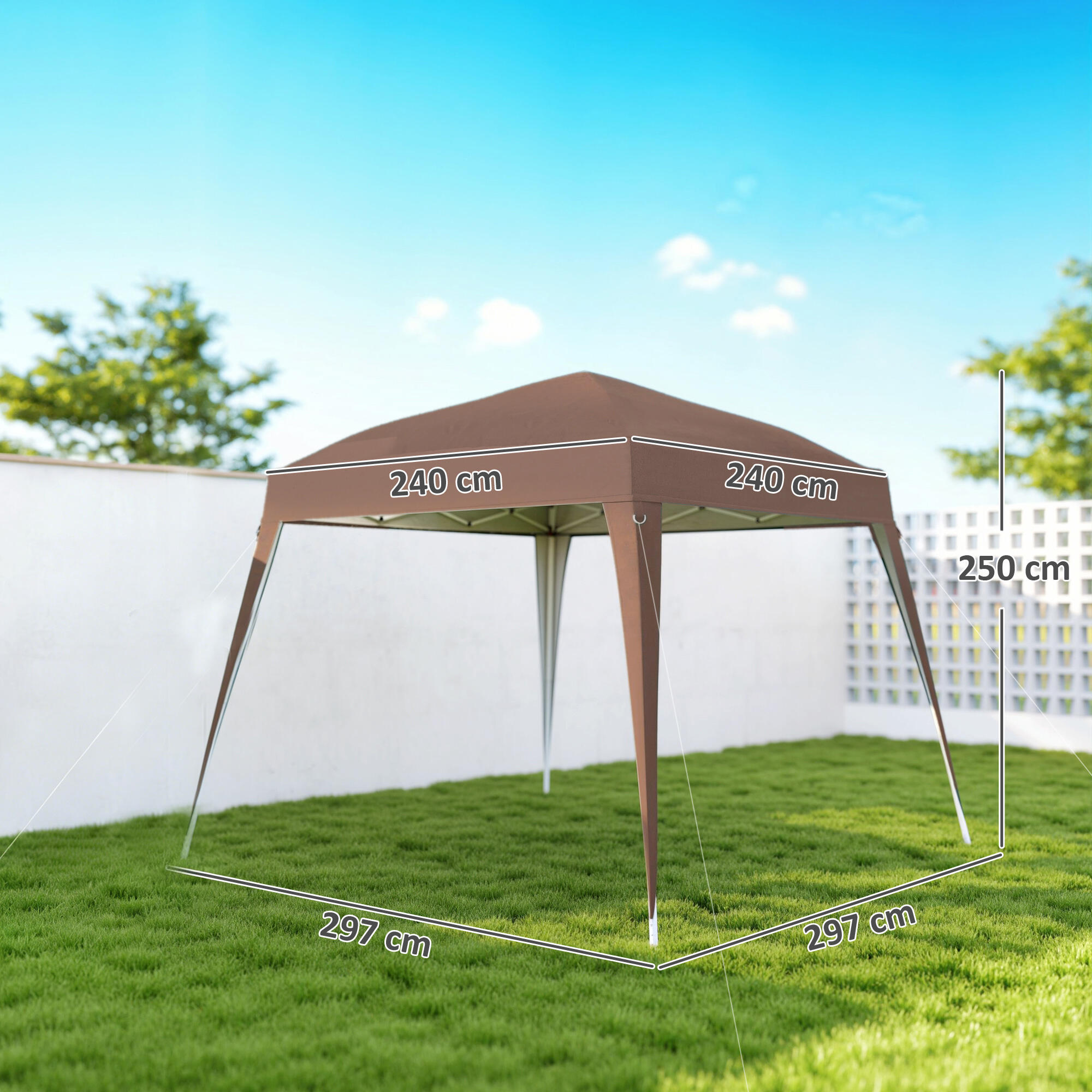 Tenda Dobrável Outsunny Castanho 3/5