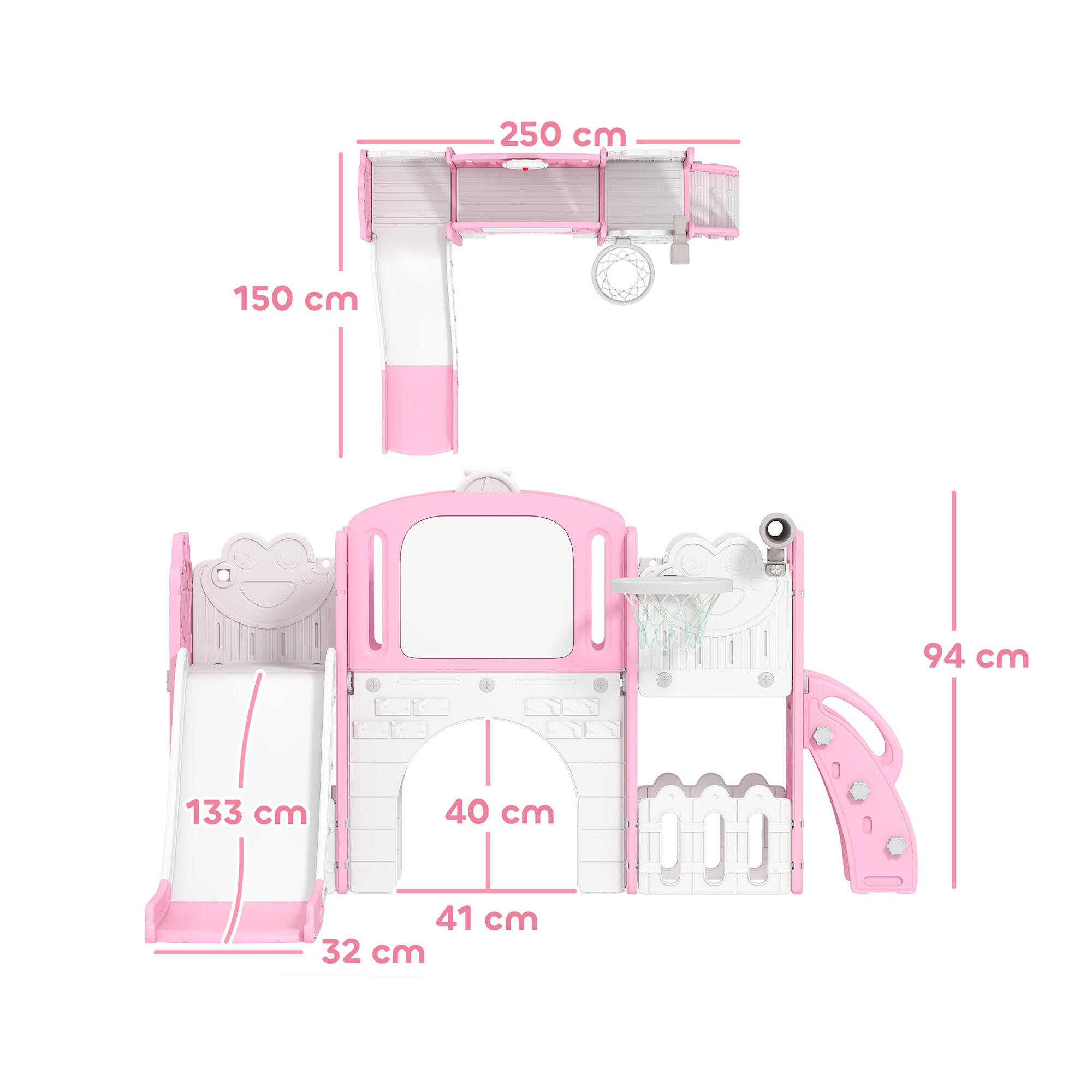 Tobogán Infantil AIYAPLAY 176x150x94 cm Rosa 3/5