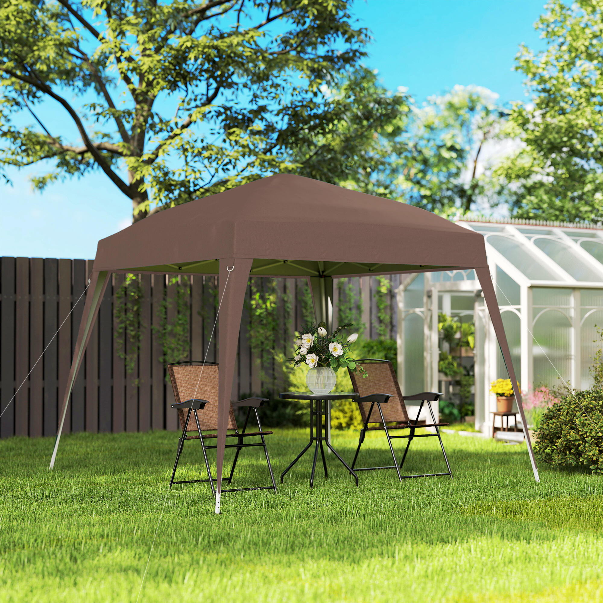Tenda Dobrável Outsunny Castanho 2/5