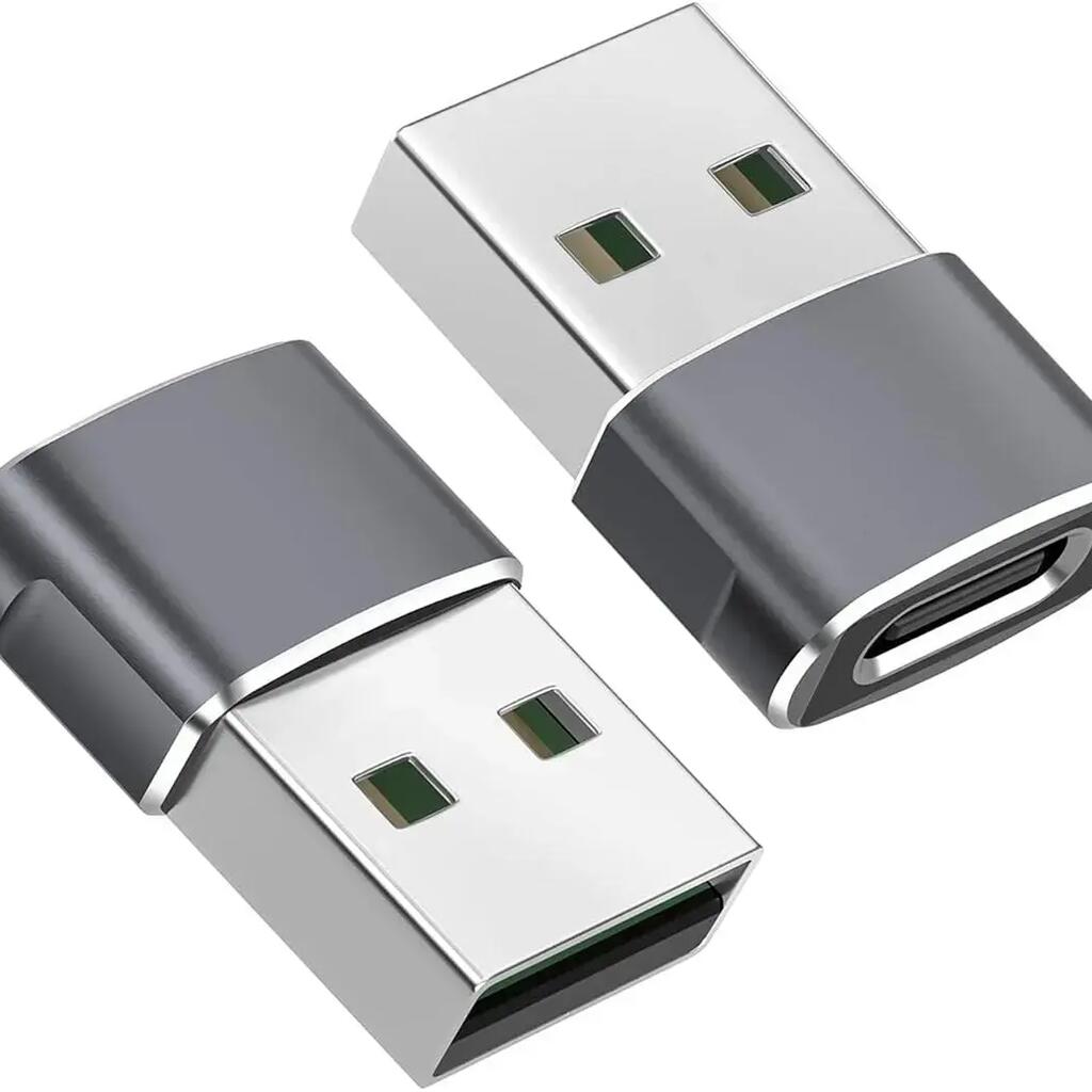 USB-A to USB-C Adapter Set – 2 Pieces Grey