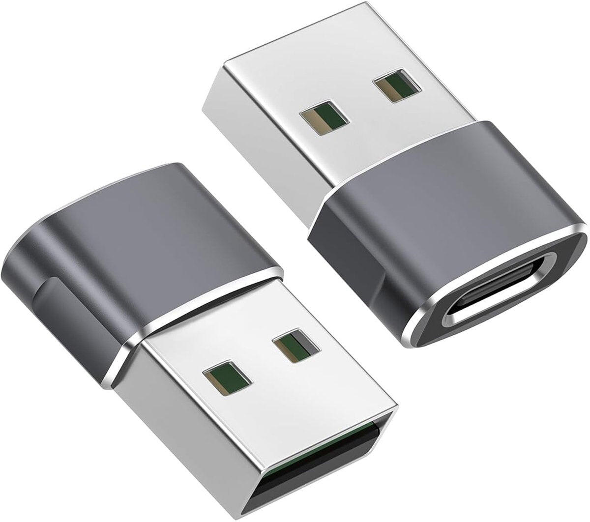 Zestaw adapterów USB-A do USB-C – 2 sztuki, szary 1/6
