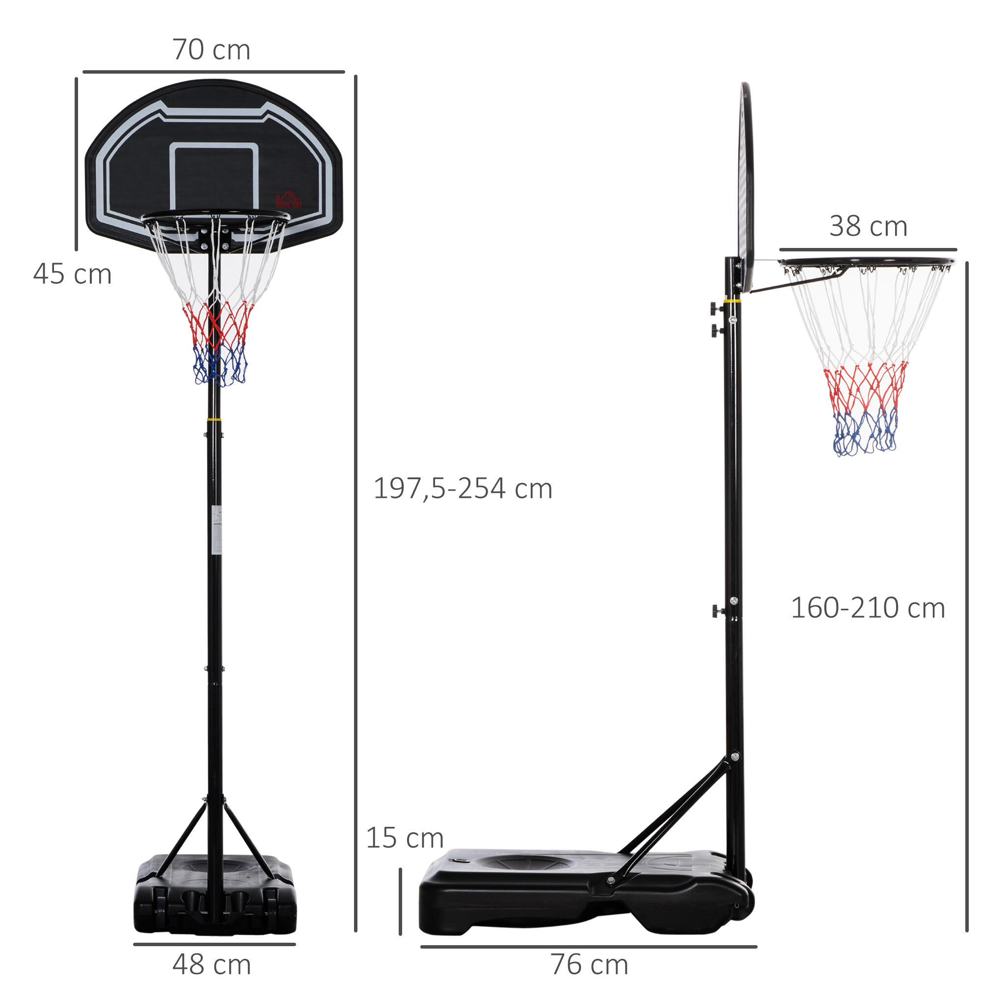 Tabela de Basquetebol HOMCOM Preto 3/5